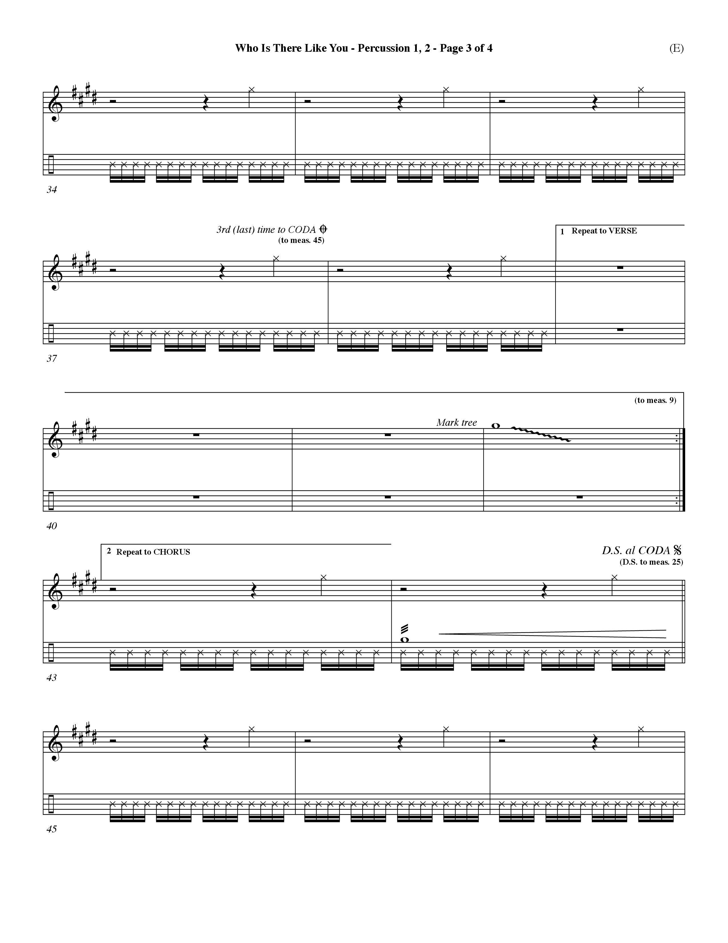 Who is There Like You (Choral Anthem SATB) Percussion 1/2 (Word Music Choral / Orch. Lee Marcum)