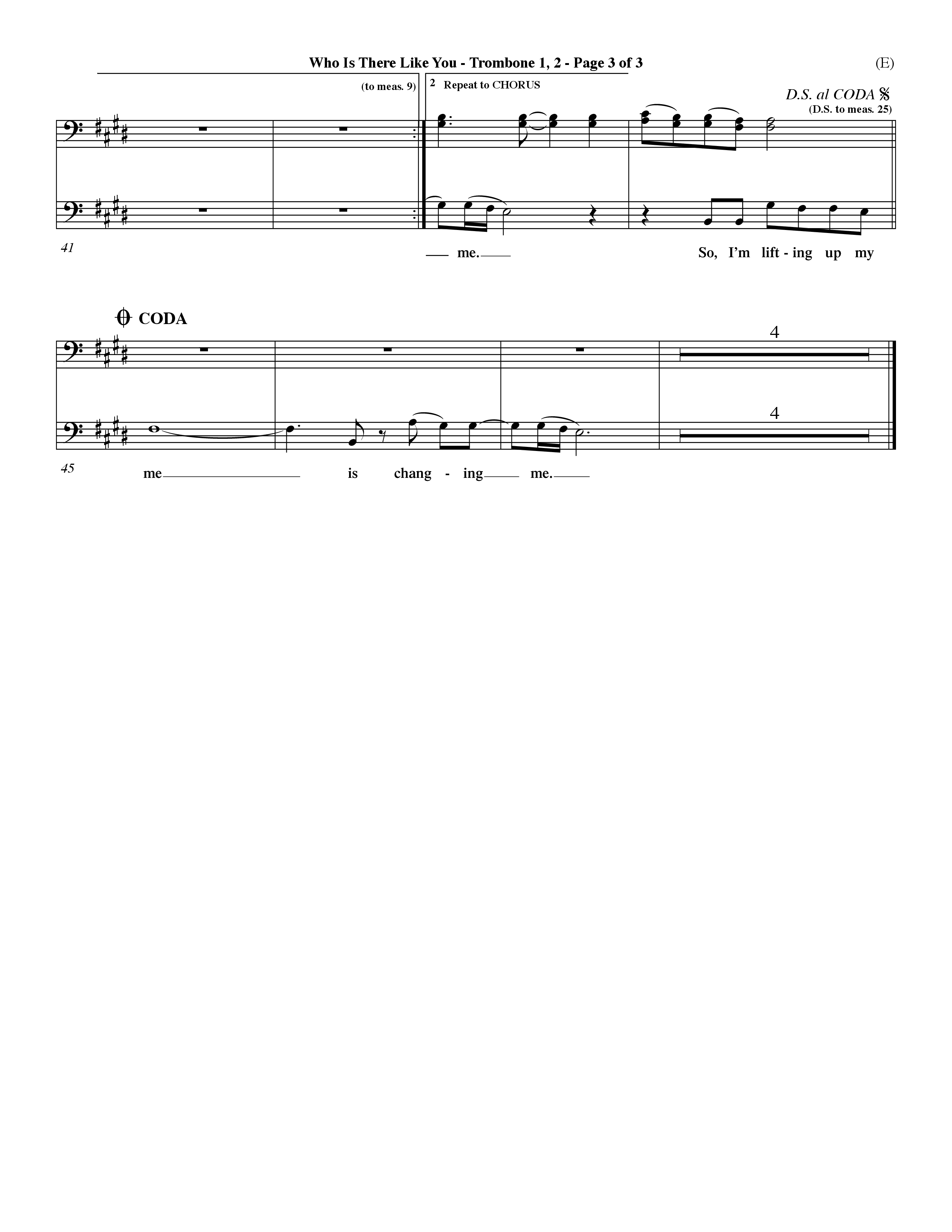 Who is There Like You (Choral Anthem SATB) Trombone 1/2 (Word Music Choral / Orch. Lee Marcum)