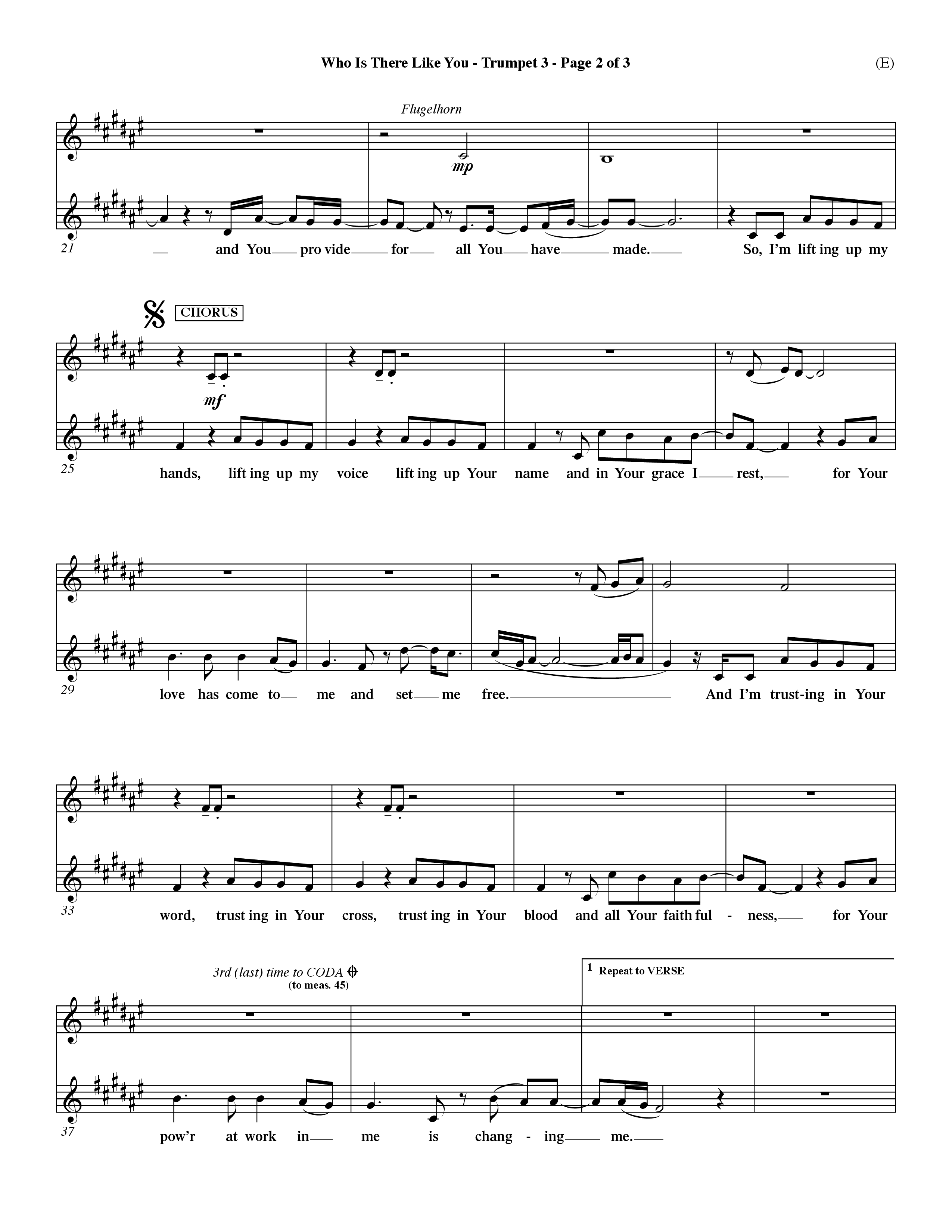 Who is There Like You (Choral Anthem SATB) Trumpet 3 (Word Music Choral / Orch. Lee Marcum)