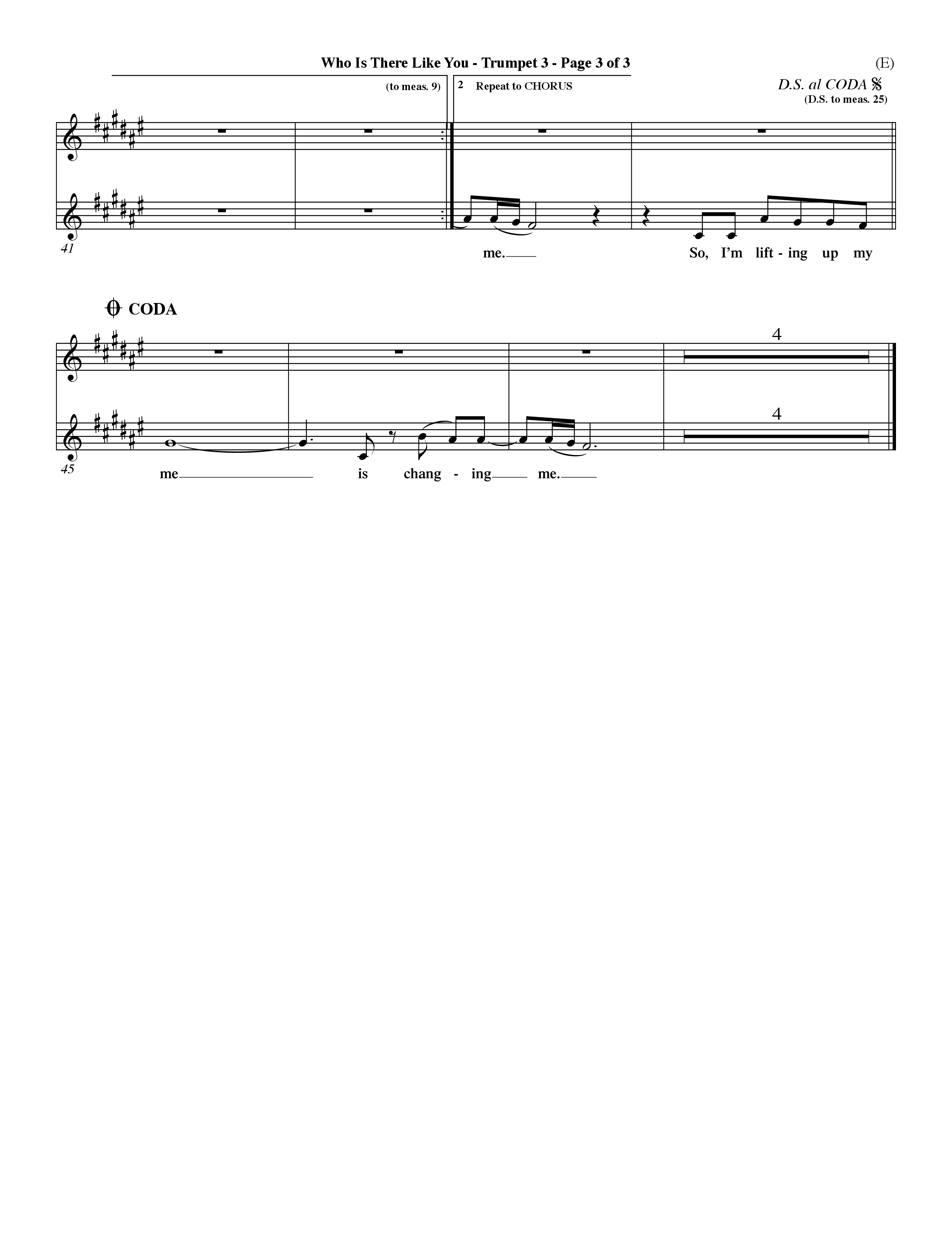 Who is There Like You (Choral Anthem SATB) Trumpet 3 (Word Music Choral / Orch. Lee Marcum)