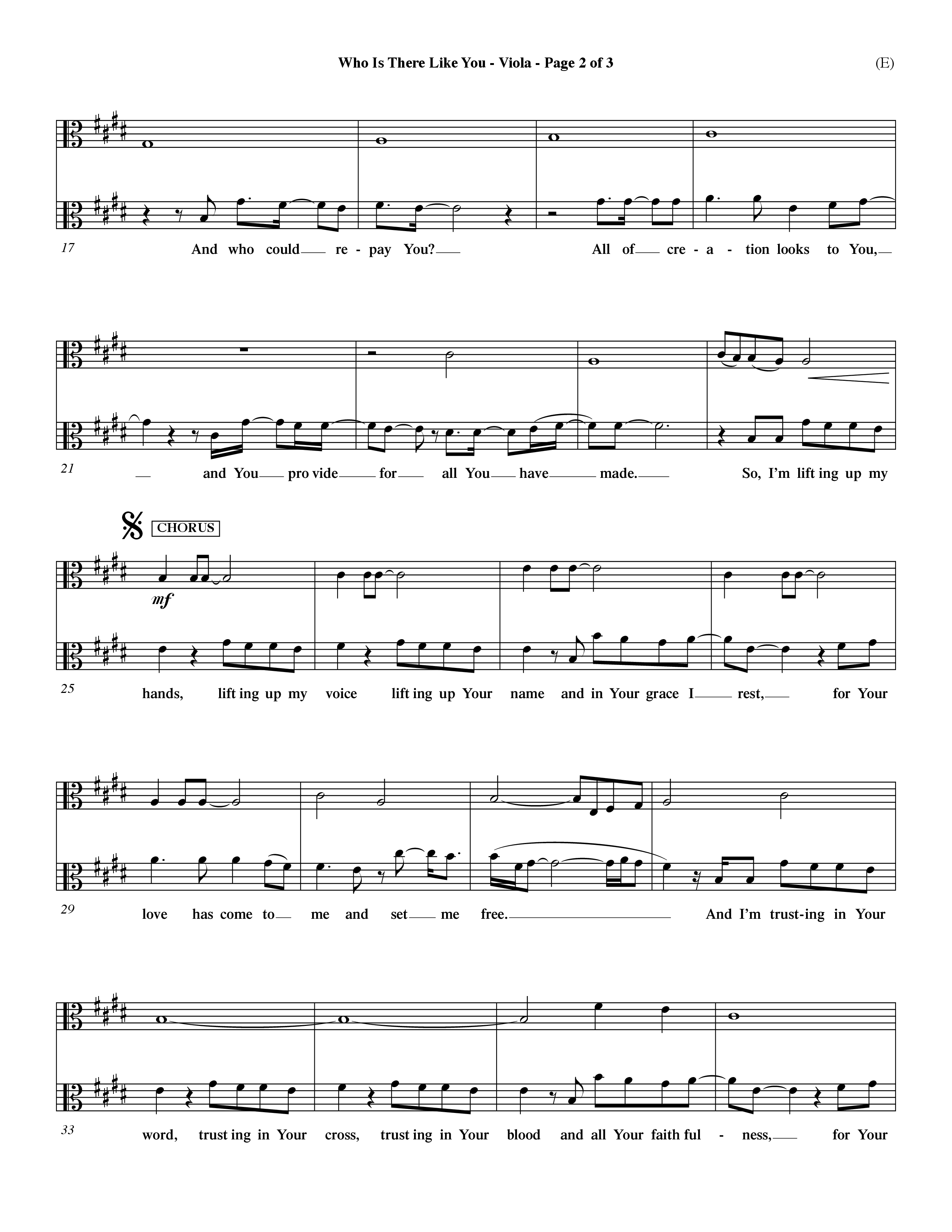 Who is There Like You (Choral Anthem SATB) Viola (Word Music Choral / Orch. Lee Marcum)