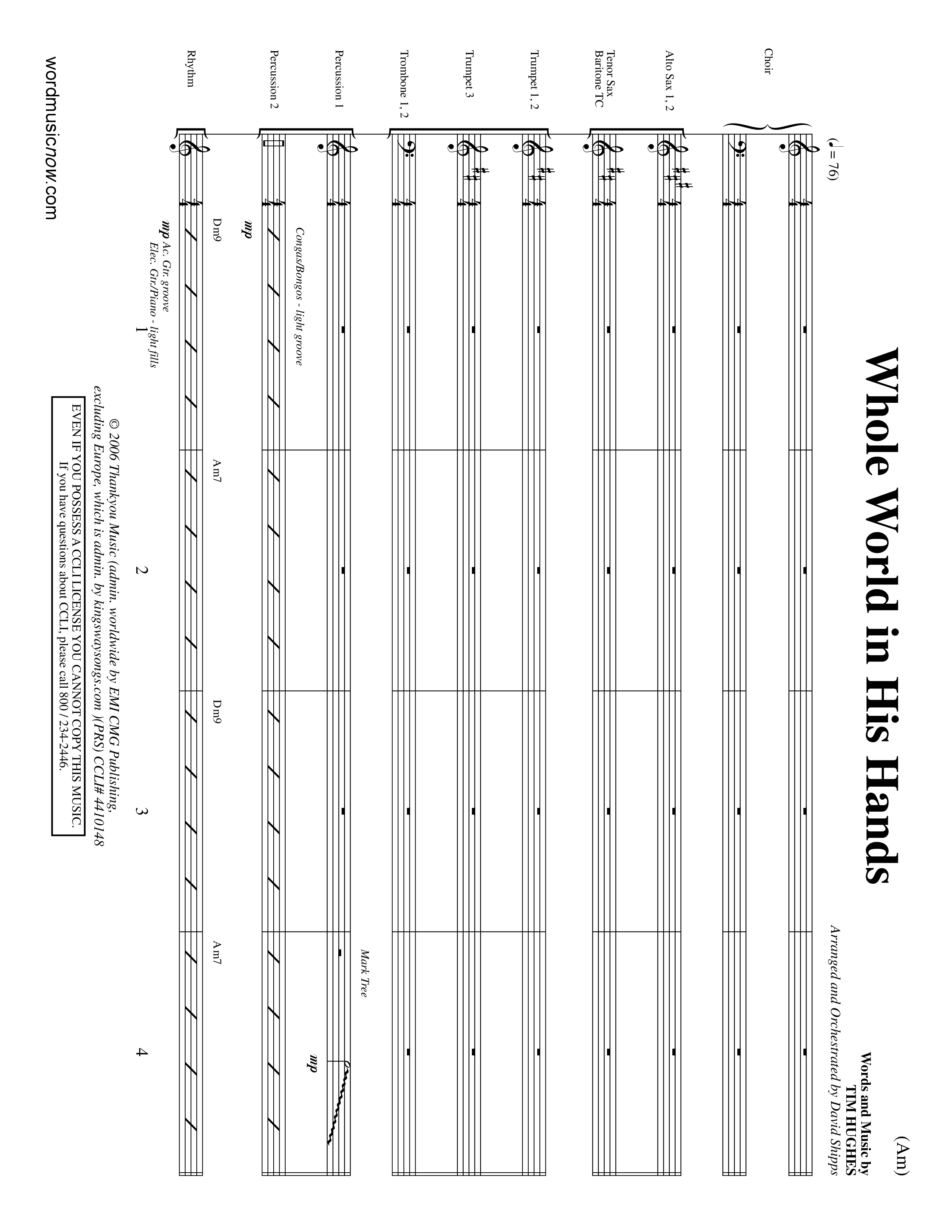 Whole World In His Hands (Choral Anthem SATB) Conductor's Score (Word Music Choral / Arr. David Shipps)