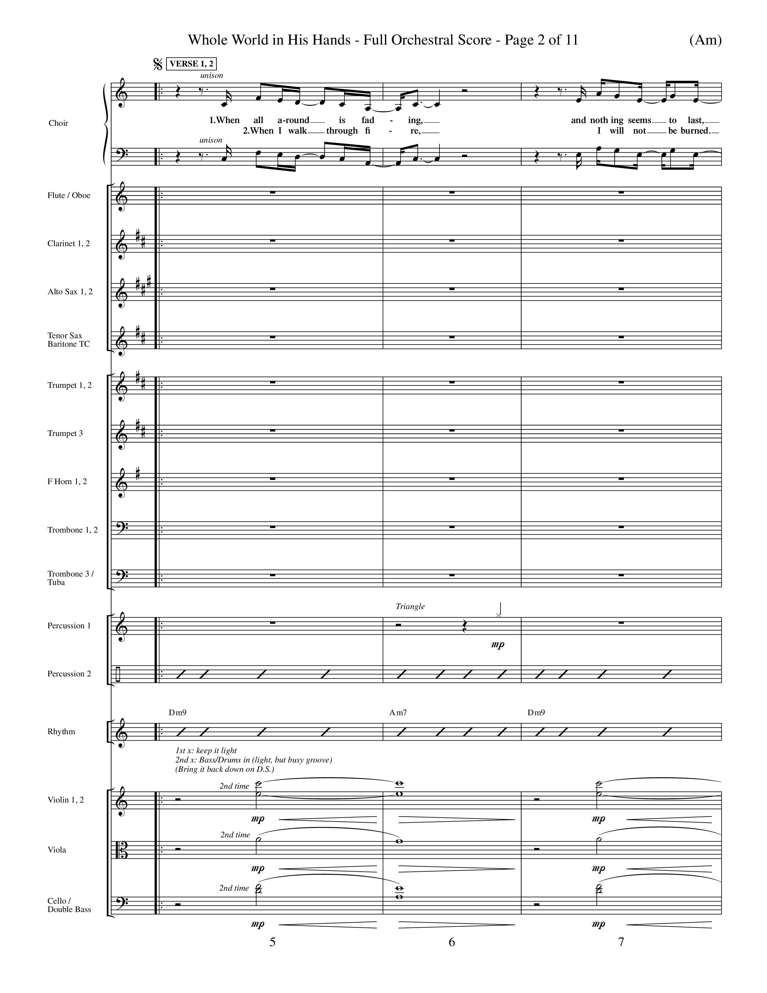 Whole World In His Hands (Choral Anthem SATB) Orchestration (Word Music Choral / Arr. David Shipps)