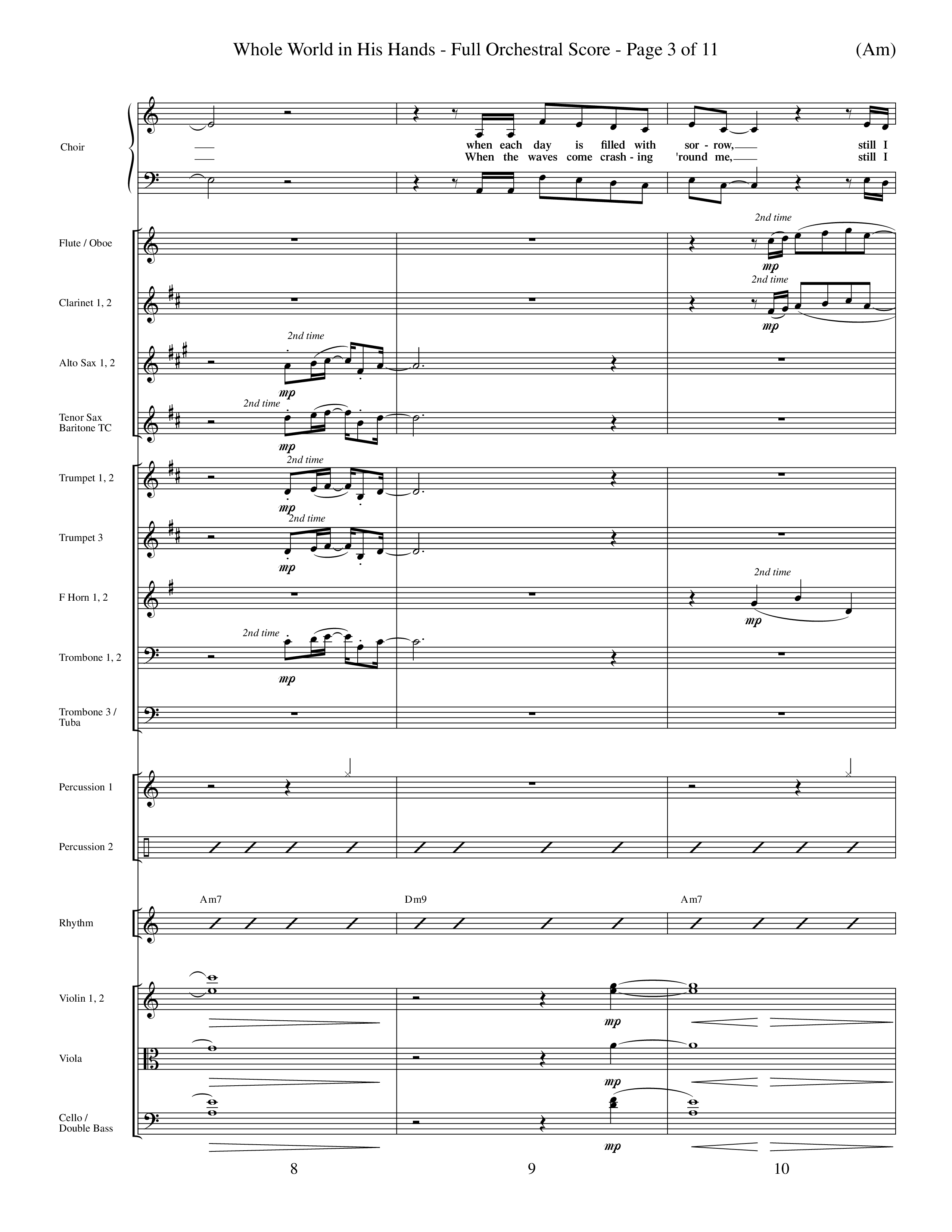 Whole World In His Hands (Choral Anthem SATB) Orchestration (Word Music Choral / Arr. David Shipps)