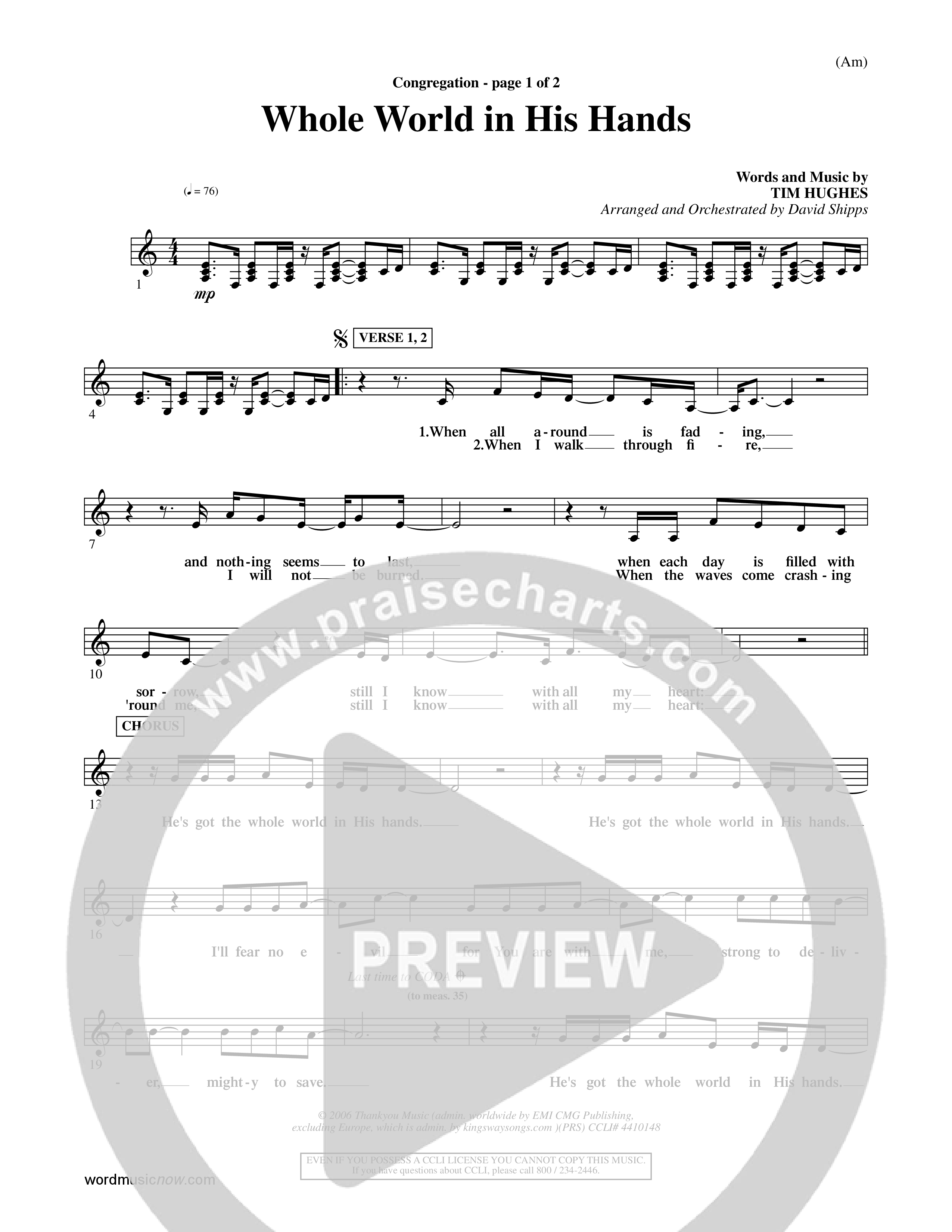 Whole World In His Hands (Choral Anthem SATB) Rhythm Pack (Word Music Choral / Arr. David Shipps)
