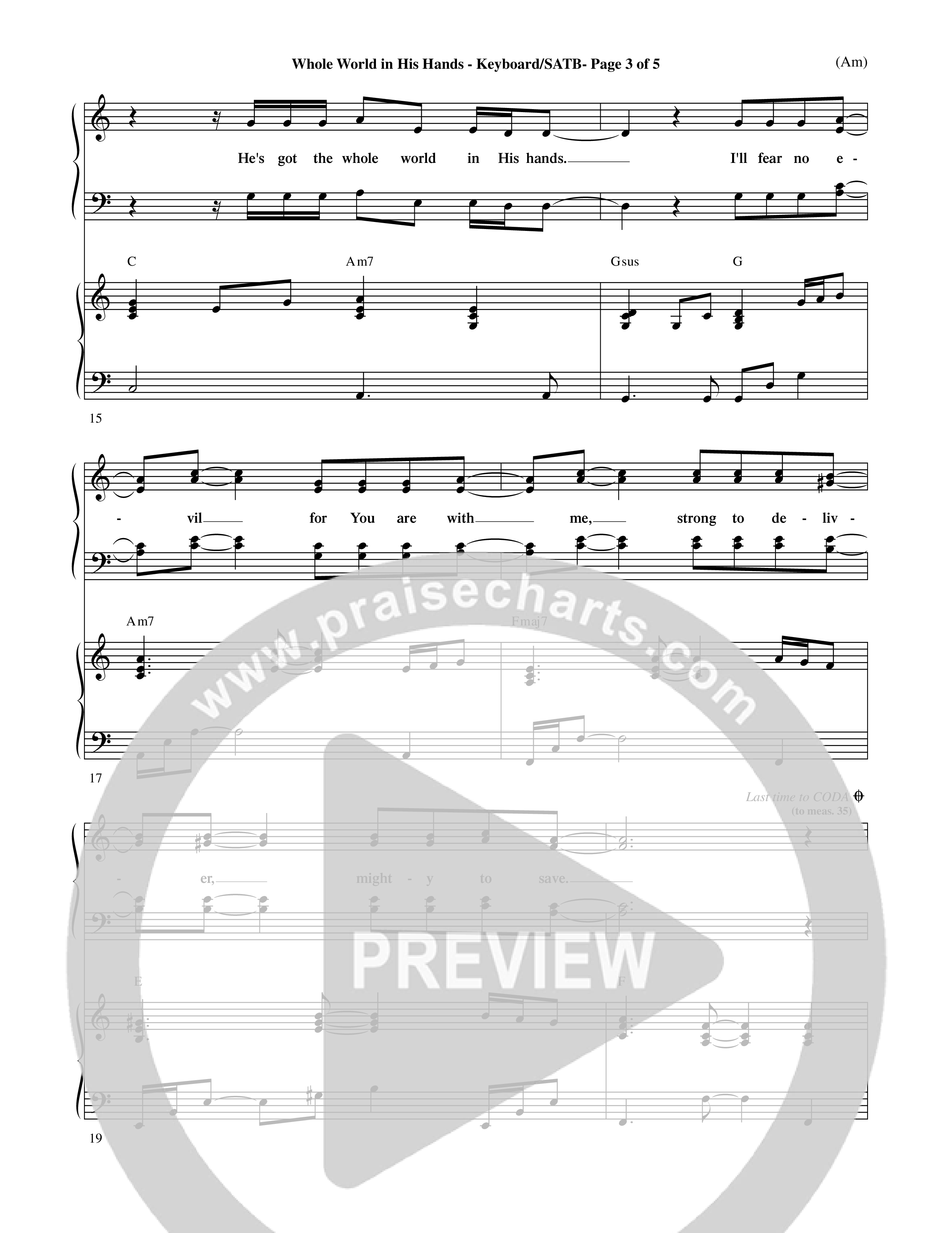 Whole World In His Hands (Choral Anthem SATB) Keyboard/Vocal (SATB) (Word Music Choral / Arr. David Shipps)