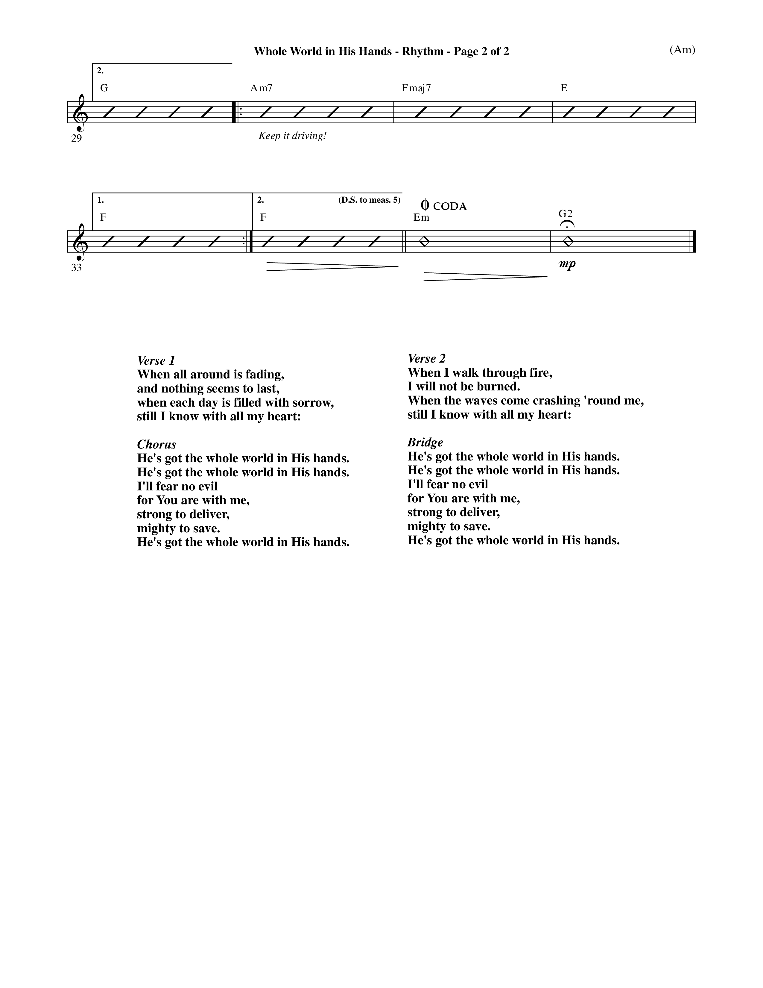 Whole World In His Hands (Choral Anthem SATB) Rhythm Chart (Word Music Choral / Arr. David Shipps)