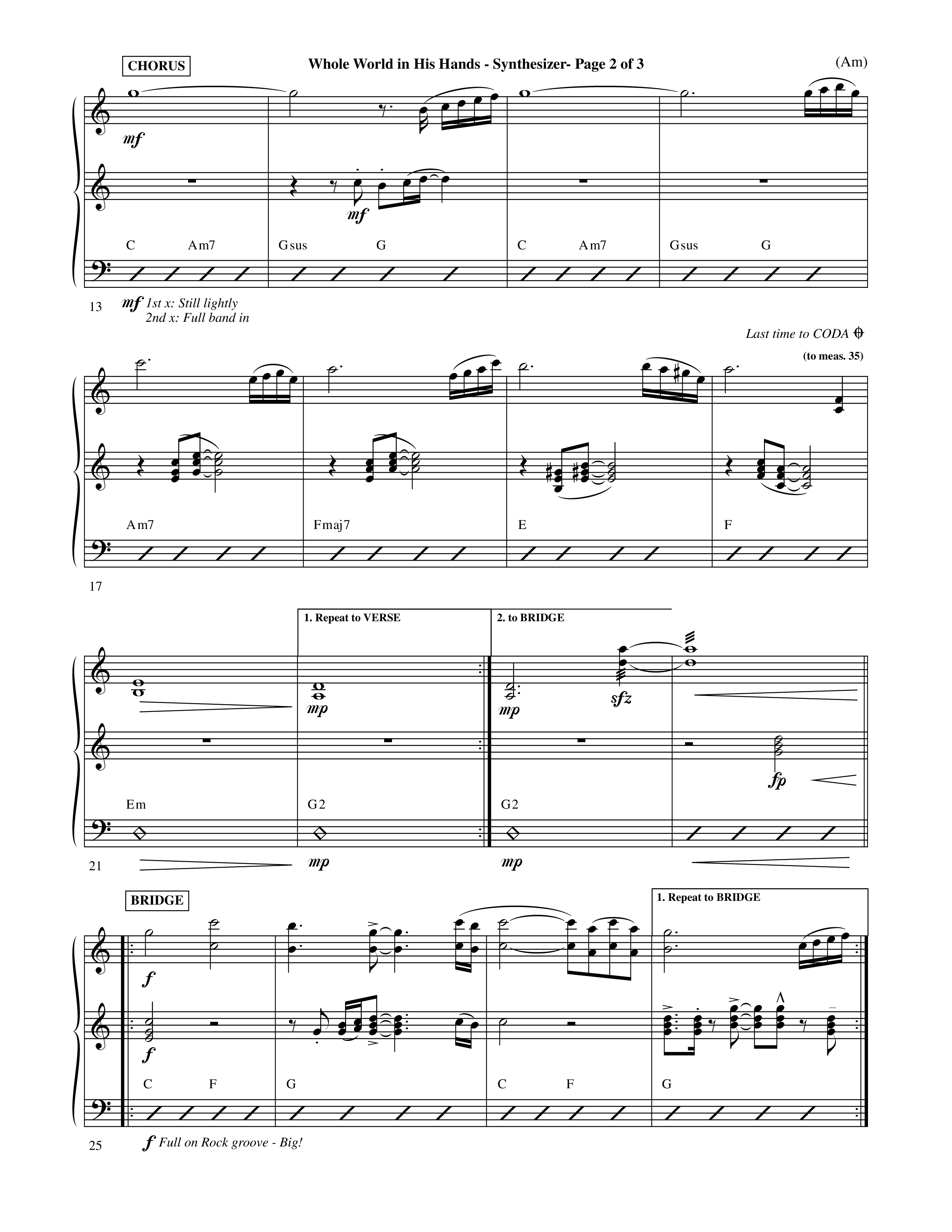 Whole World In His Hands (Choral Anthem SATB) Synth (Word Music Choral / Arr. David Shipps)