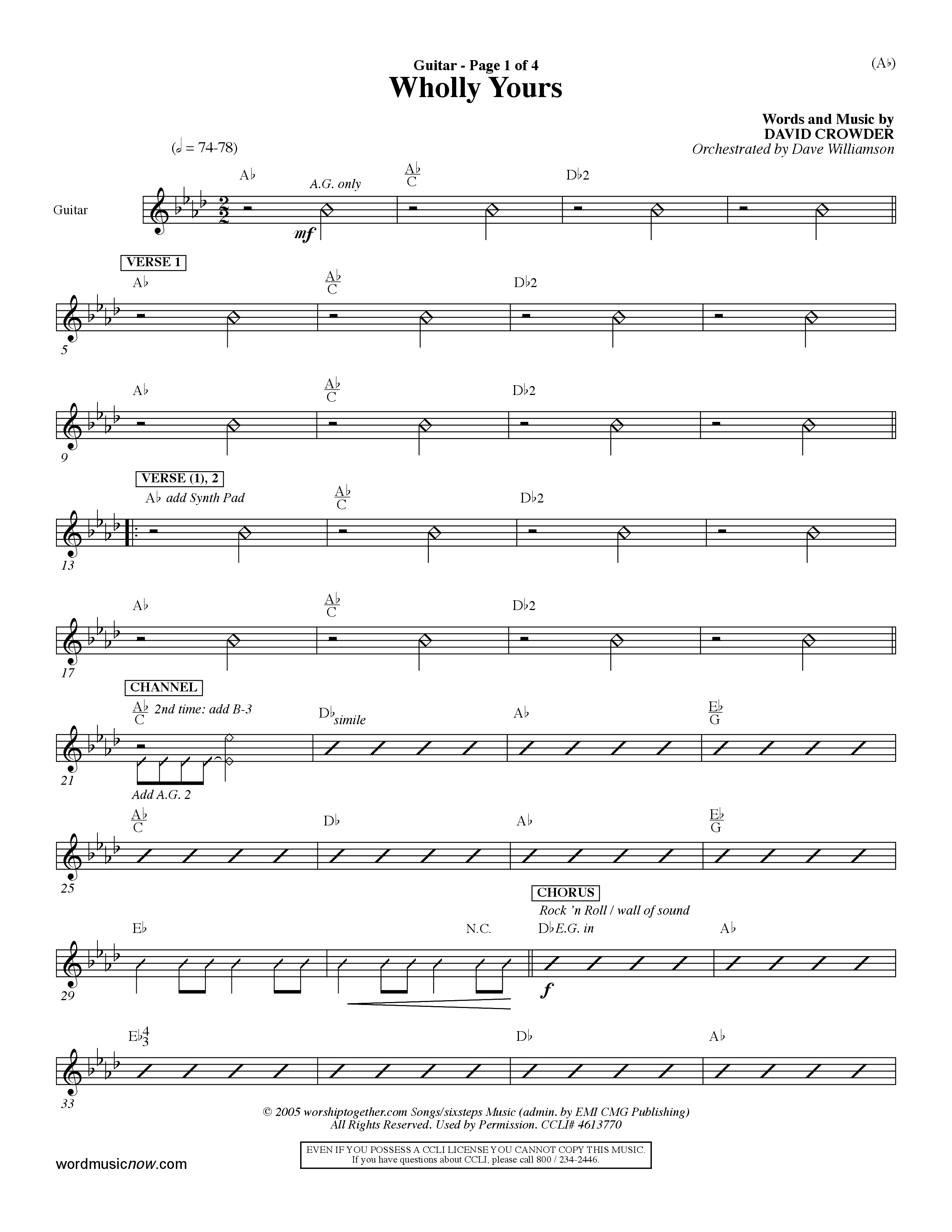 Wholly Yours (Choral Anthem SATB) Acoustic Guitar (Word Music Choral / Orch. Dave Williamson)