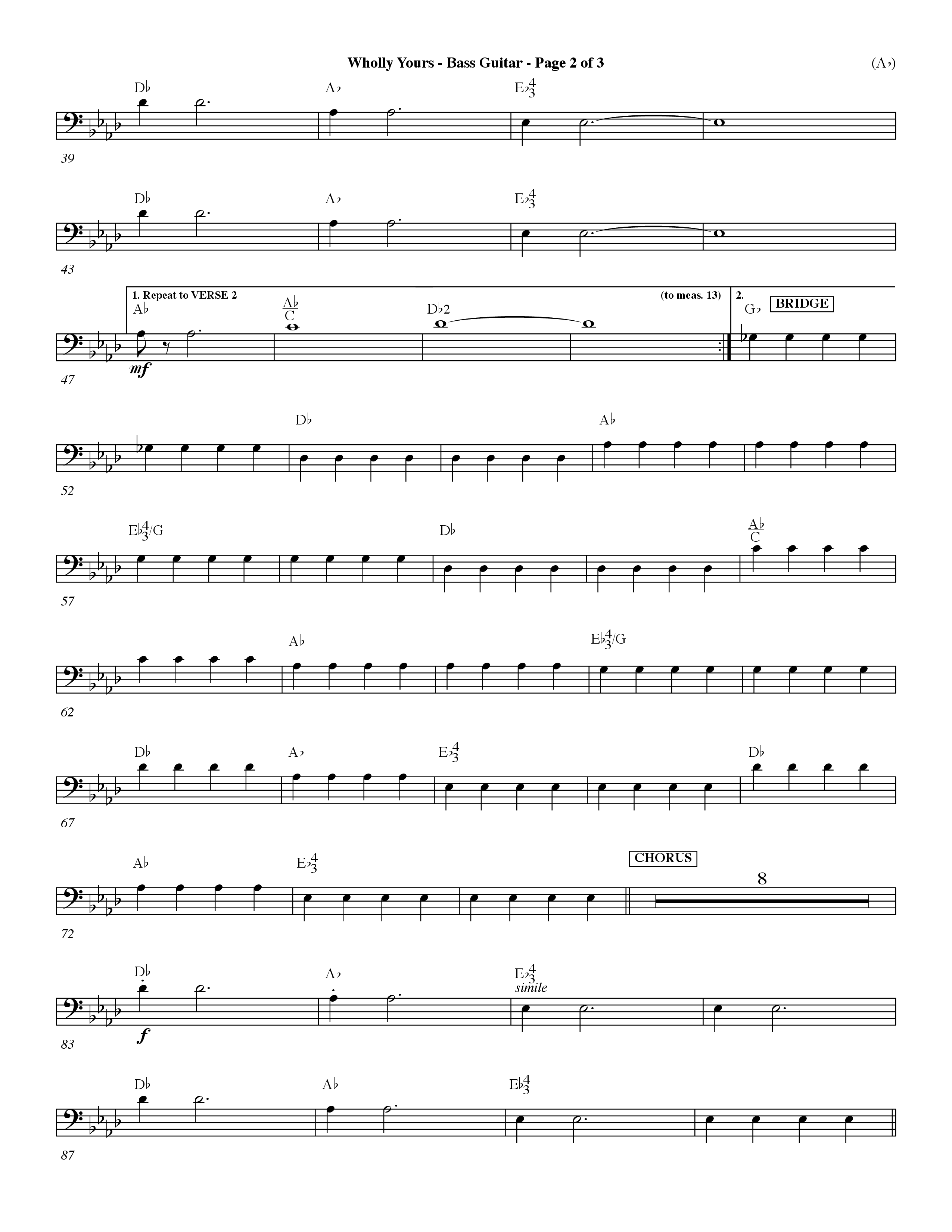 Wholly Yours (Choral Anthem SATB) Bass Guitar (Word Music Choral / Orch. Dave Williamson)