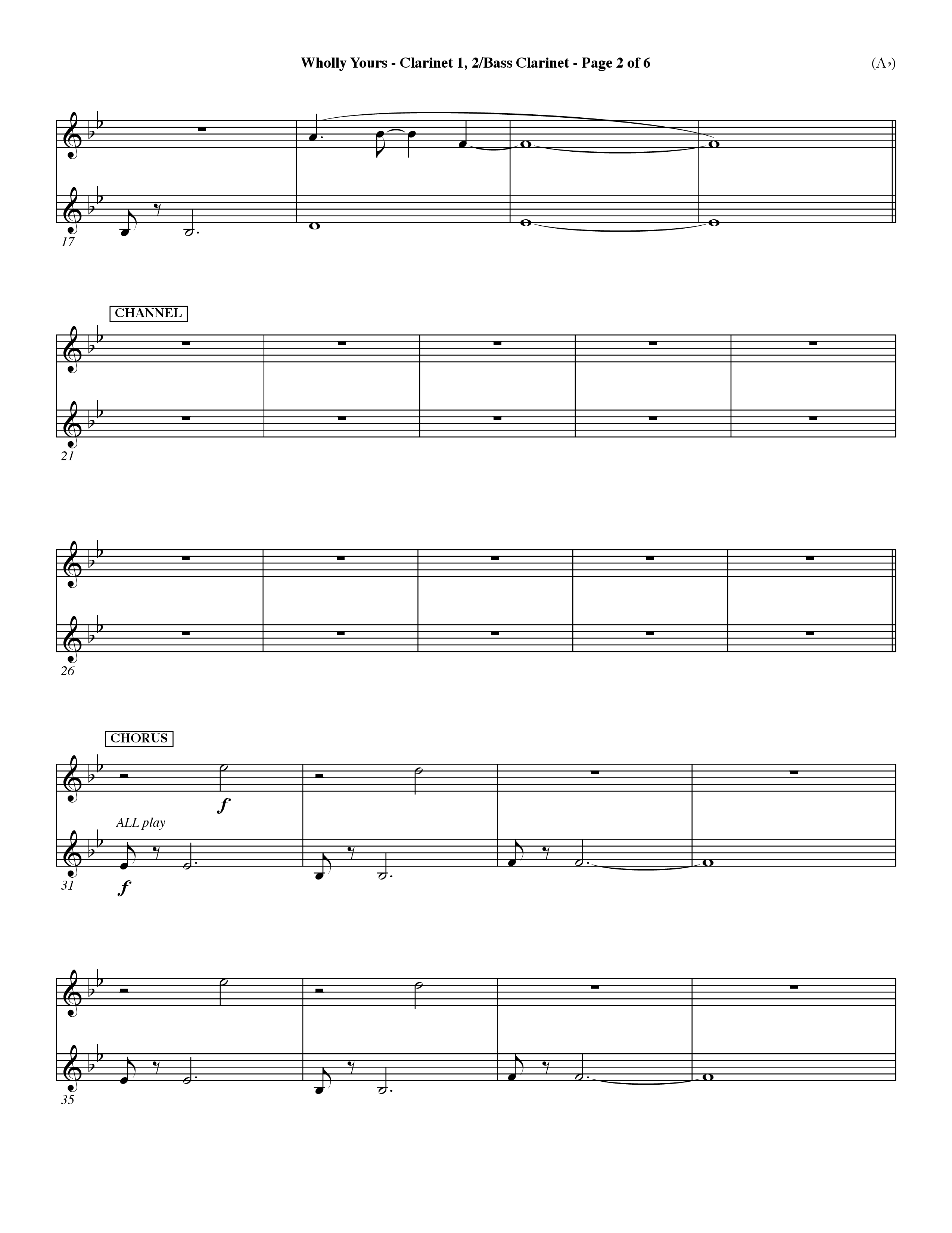 Wholly Yours (Choral Anthem SATB) Clarinet 1/2, Bass Clarinet (Word Music Choral / Orch. Dave Williamson)