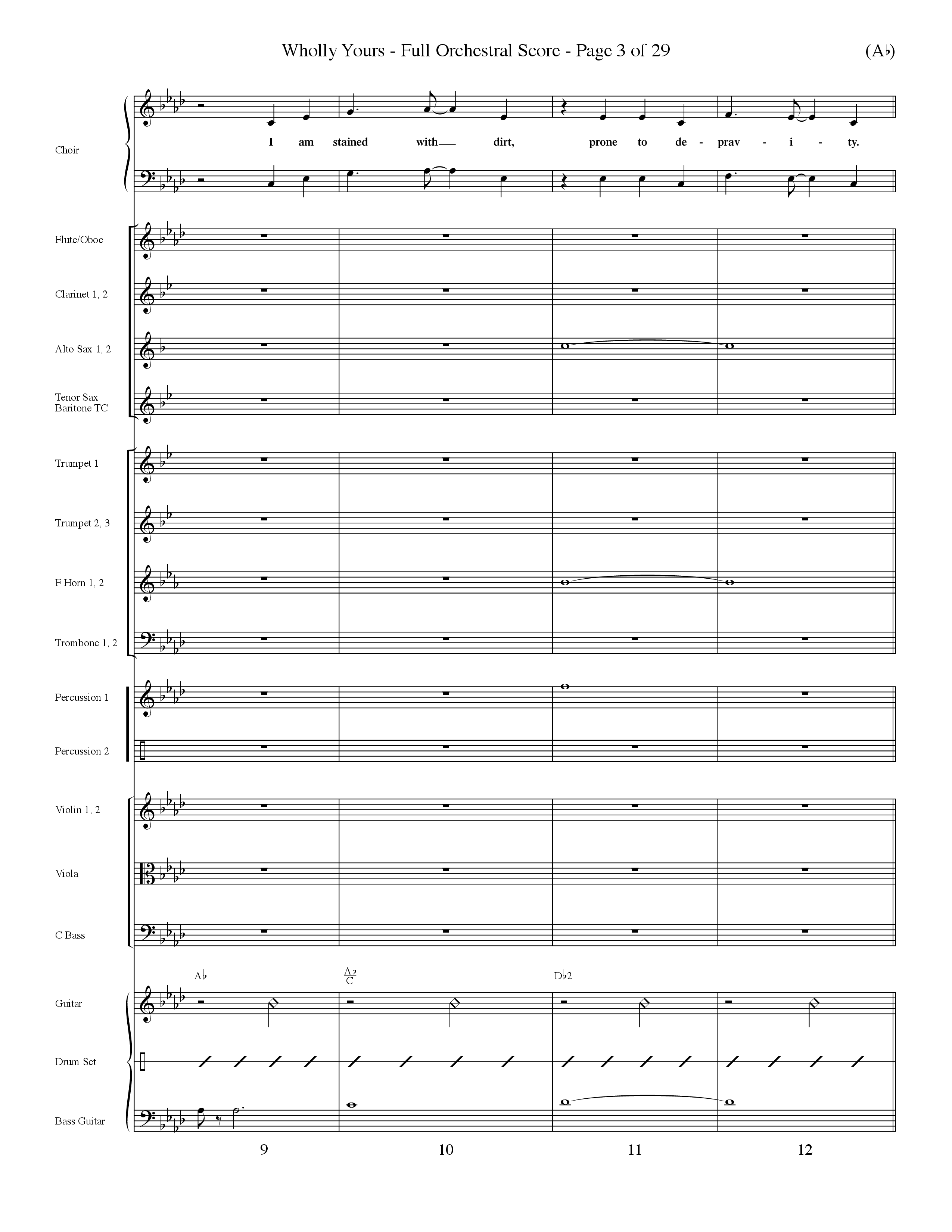 Wholly Yours (Choral Anthem SATB) Orchestration (Word Music Choral / Orch. Dave Williamson)