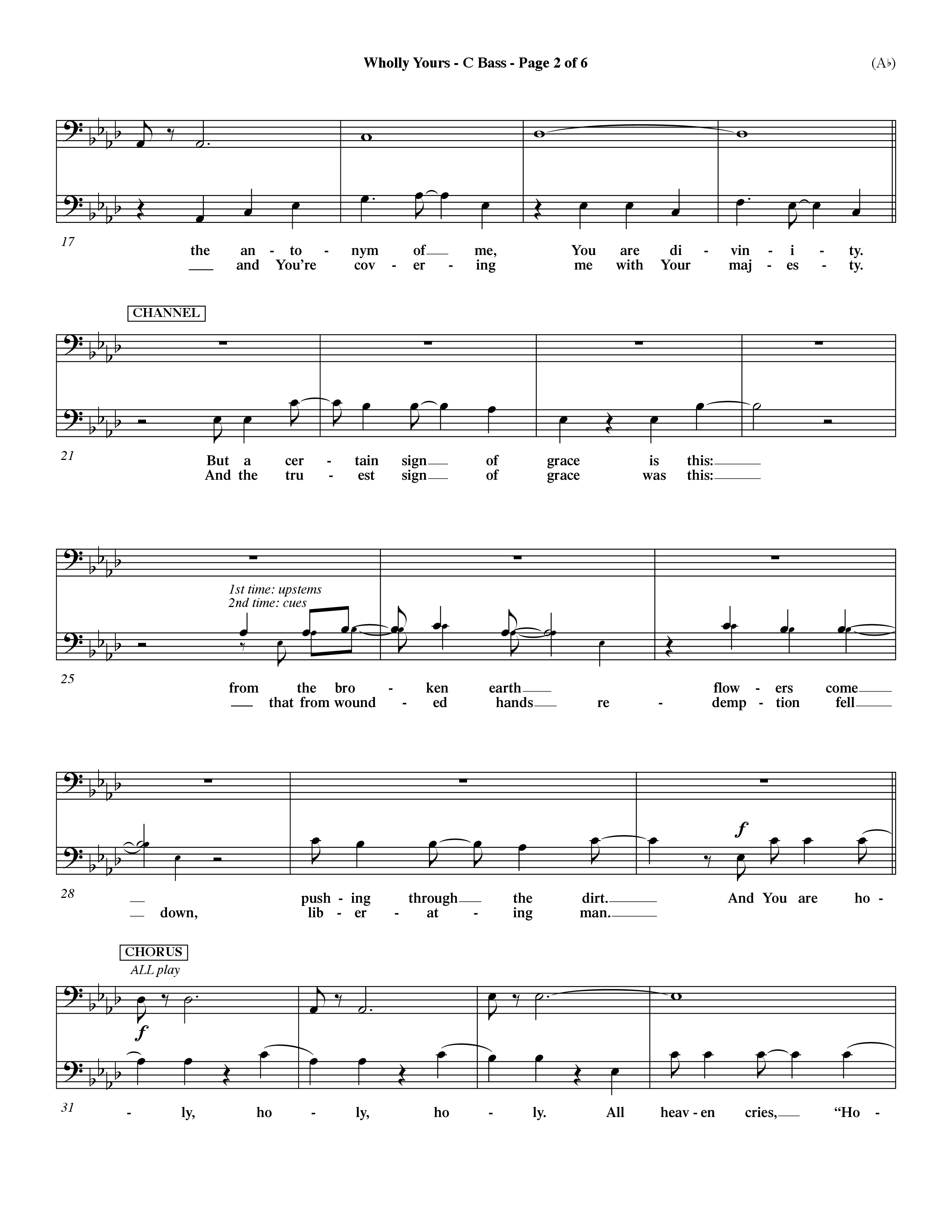 Wholly Yours (Choral Anthem SATB) Contrabass (Word Music Choral / Orch. Dave Williamson)