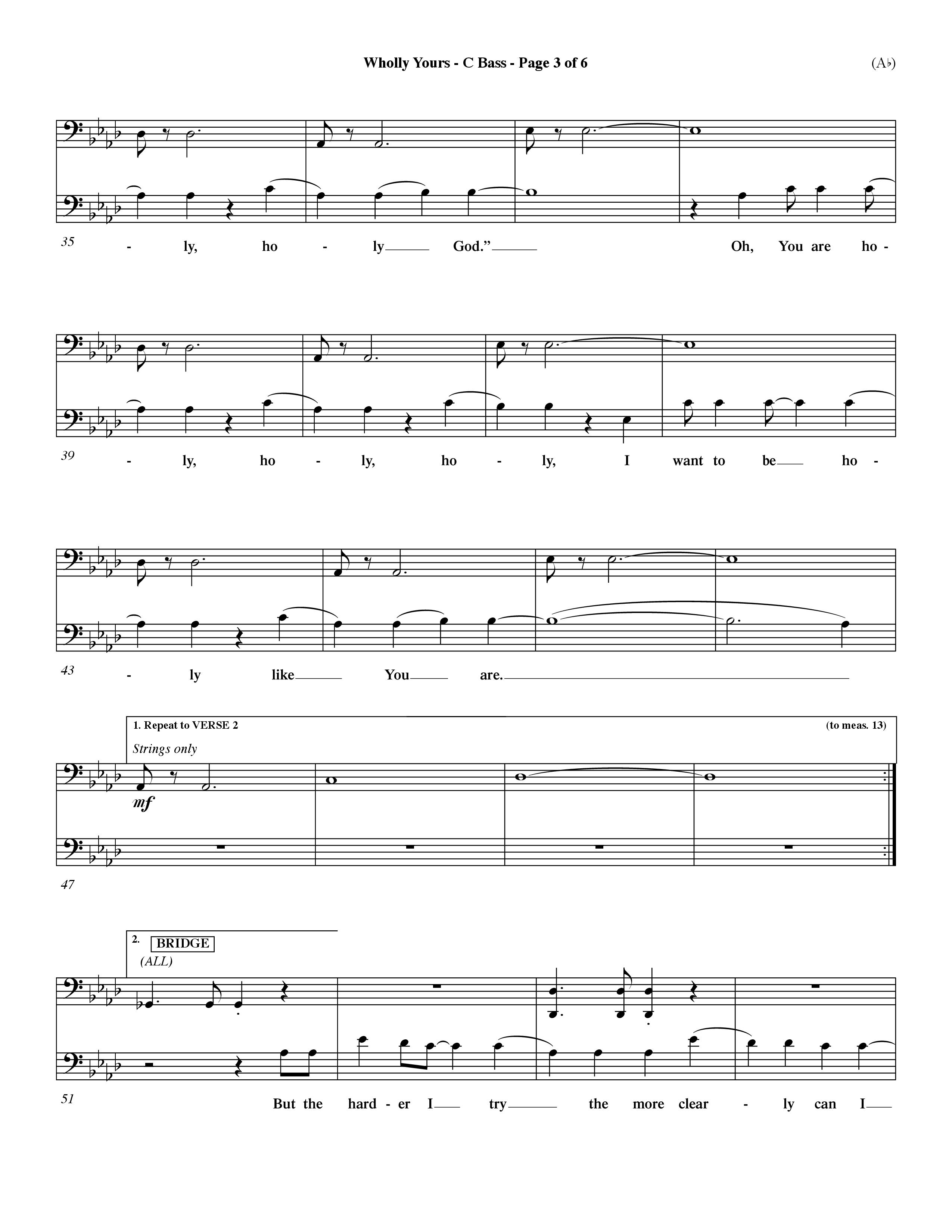 Wholly Yours (Choral Anthem SATB) Contrabass (Word Music Choral / Orch. Dave Williamson)