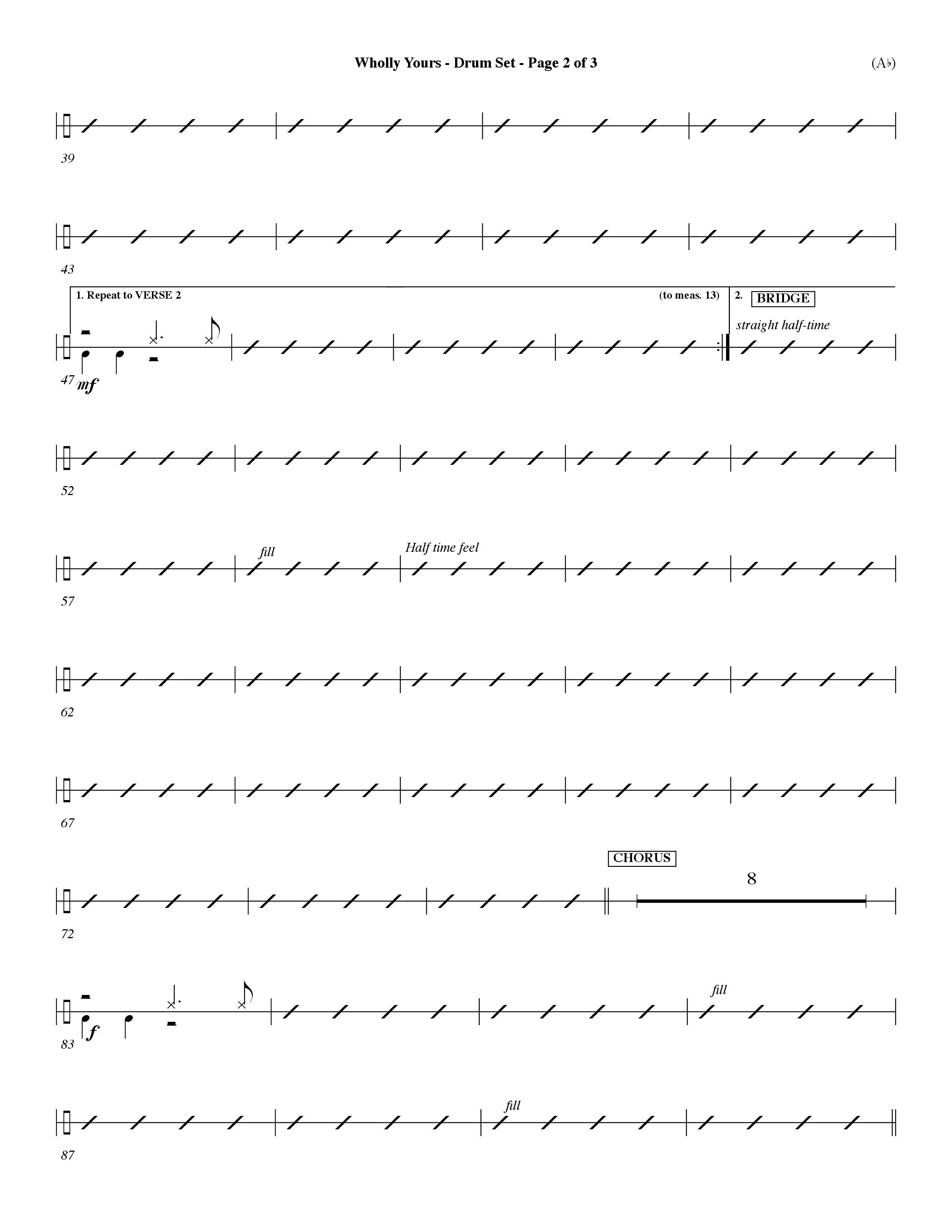 Wholly Yours (Choral Anthem SATB) Drum Set (Word Music Choral / Orch. Dave Williamson)