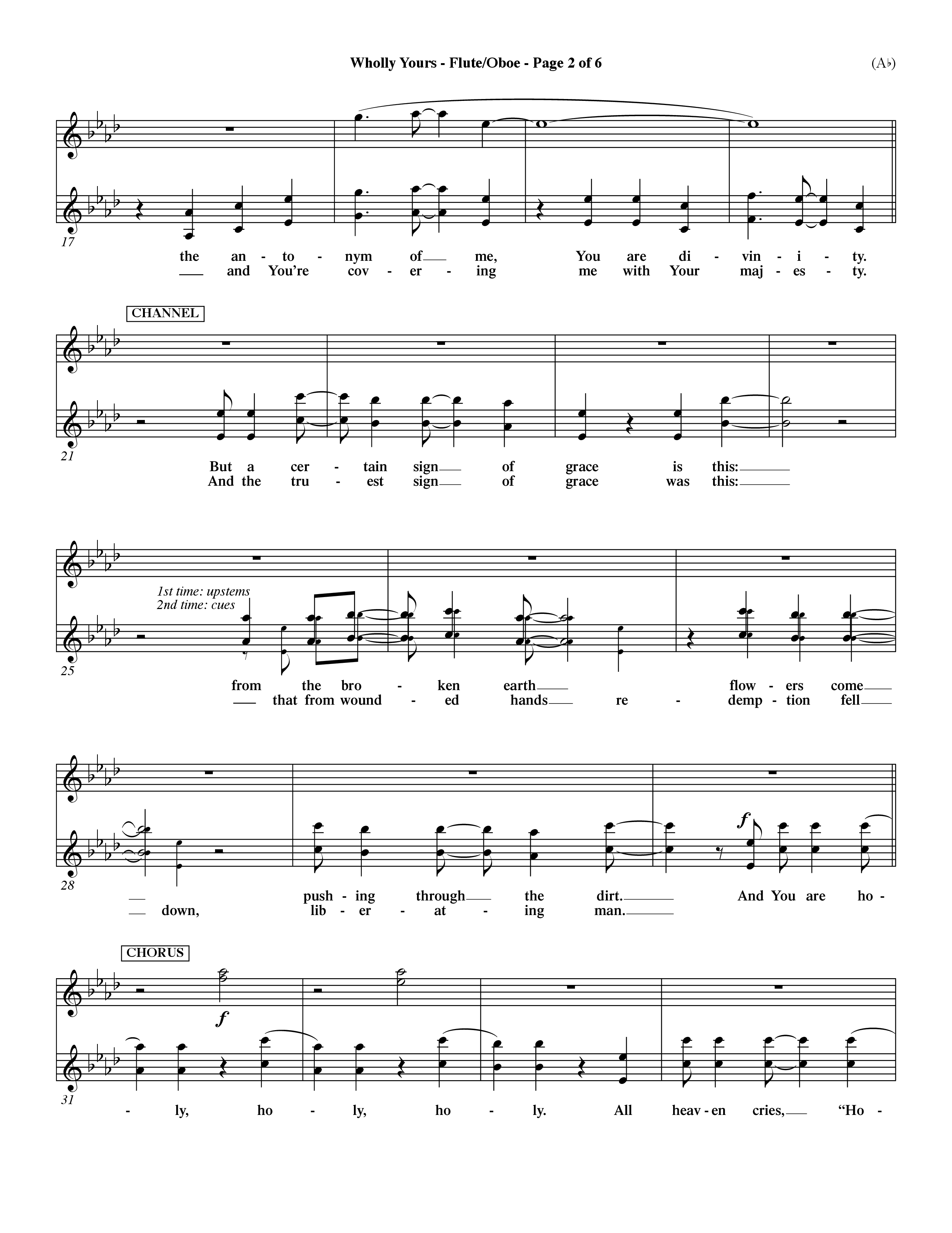 Wholly Yours (Choral Anthem SATB) Flute/Oboe (Word Music Choral / Orch. Dave Williamson)