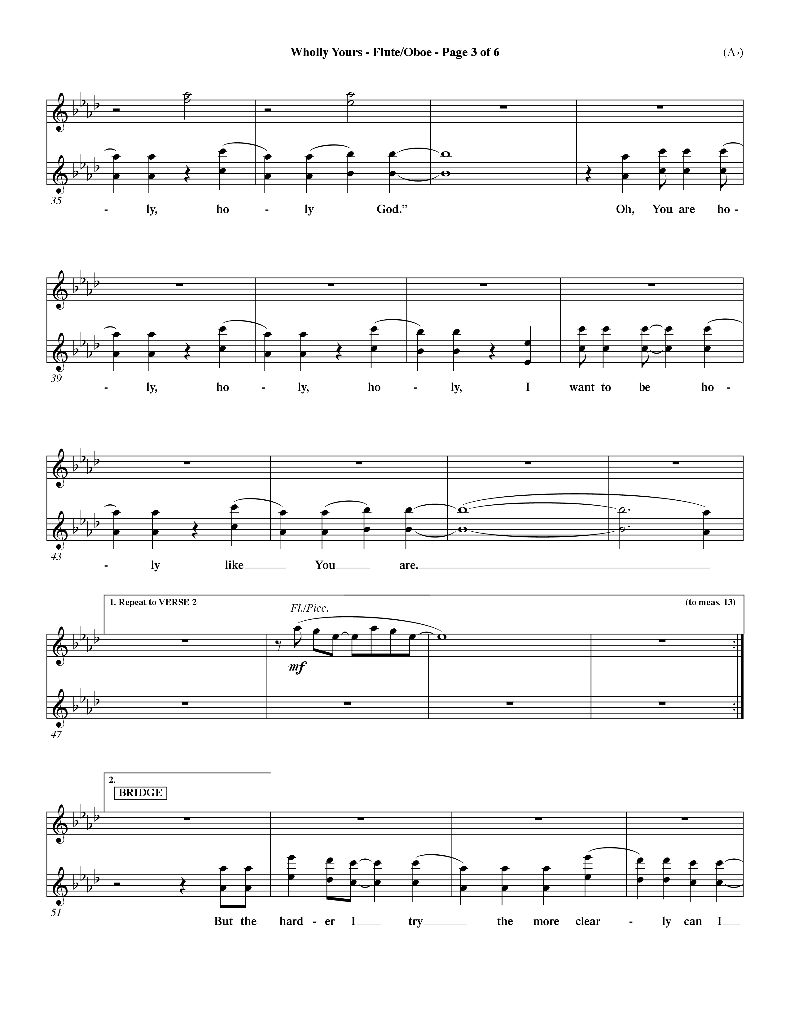 Wholly Yours (Choral Anthem SATB) Flute/Oboe (Word Music Choral / Orch. Dave Williamson)