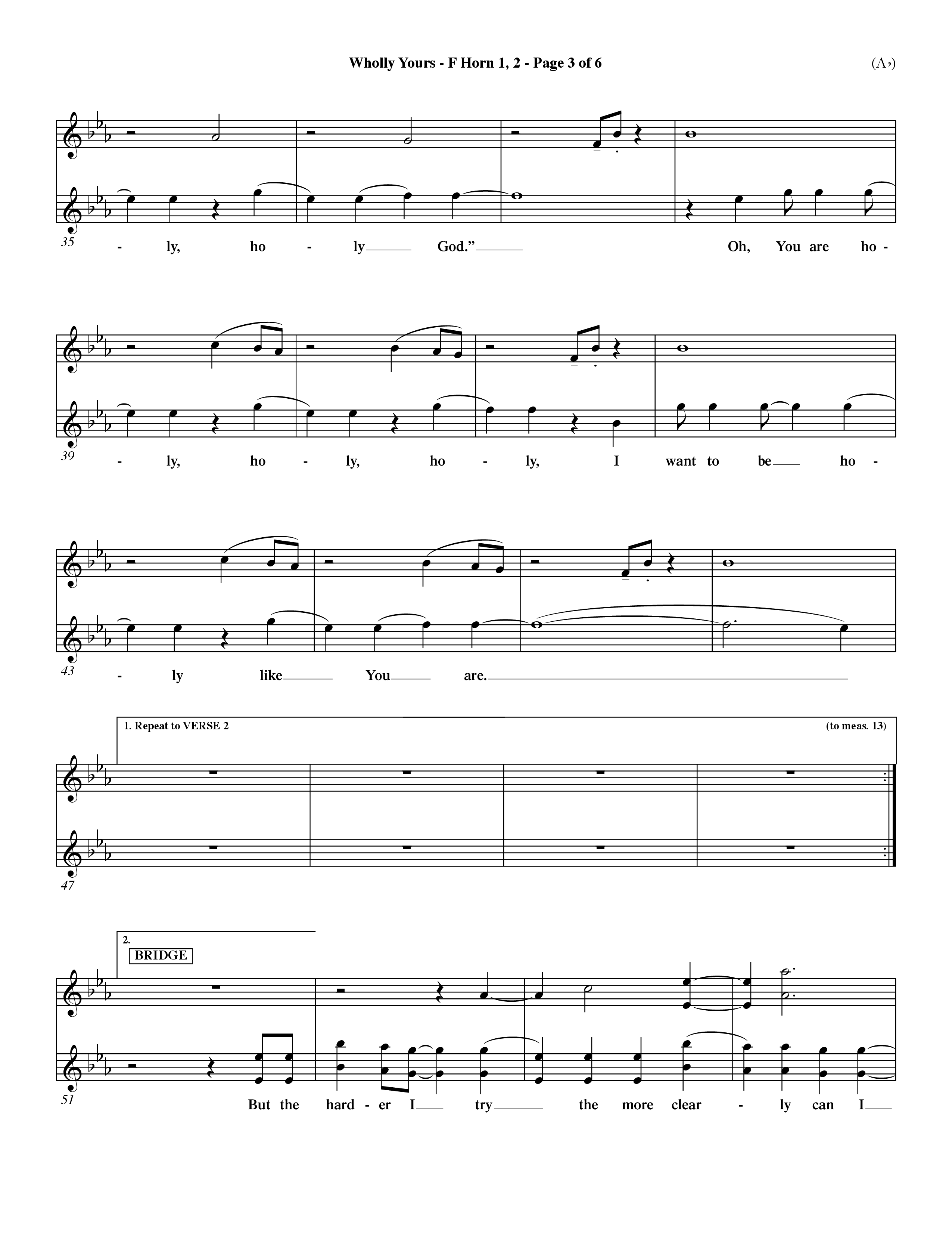 Wholly Yours (Choral Anthem SATB) French Horn (Word Music Choral / Orch. Dave Williamson)