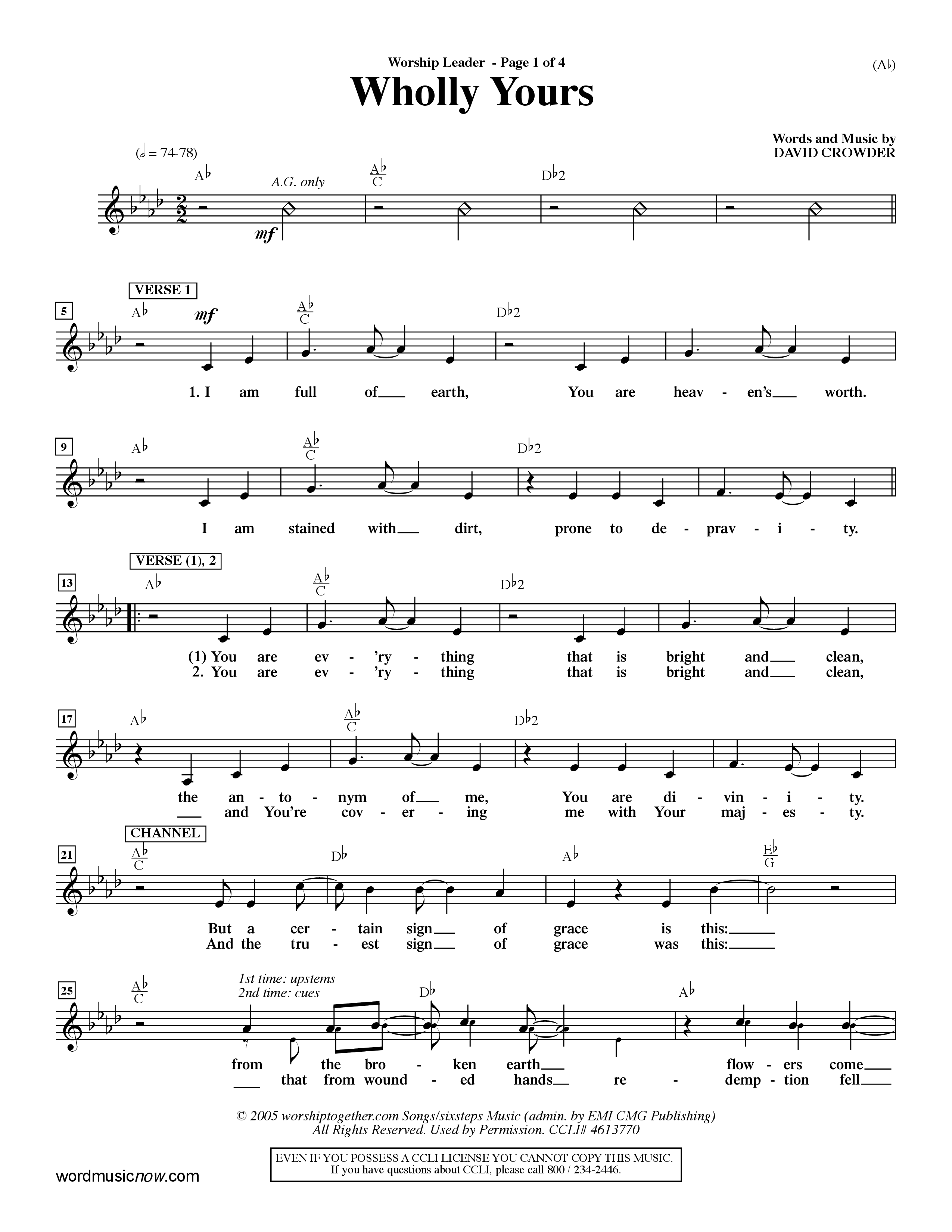 Wholly Yours (Choral Anthem SATB) Rhythm Pack (Word Music Choral / Orch. Dave Williamson)
