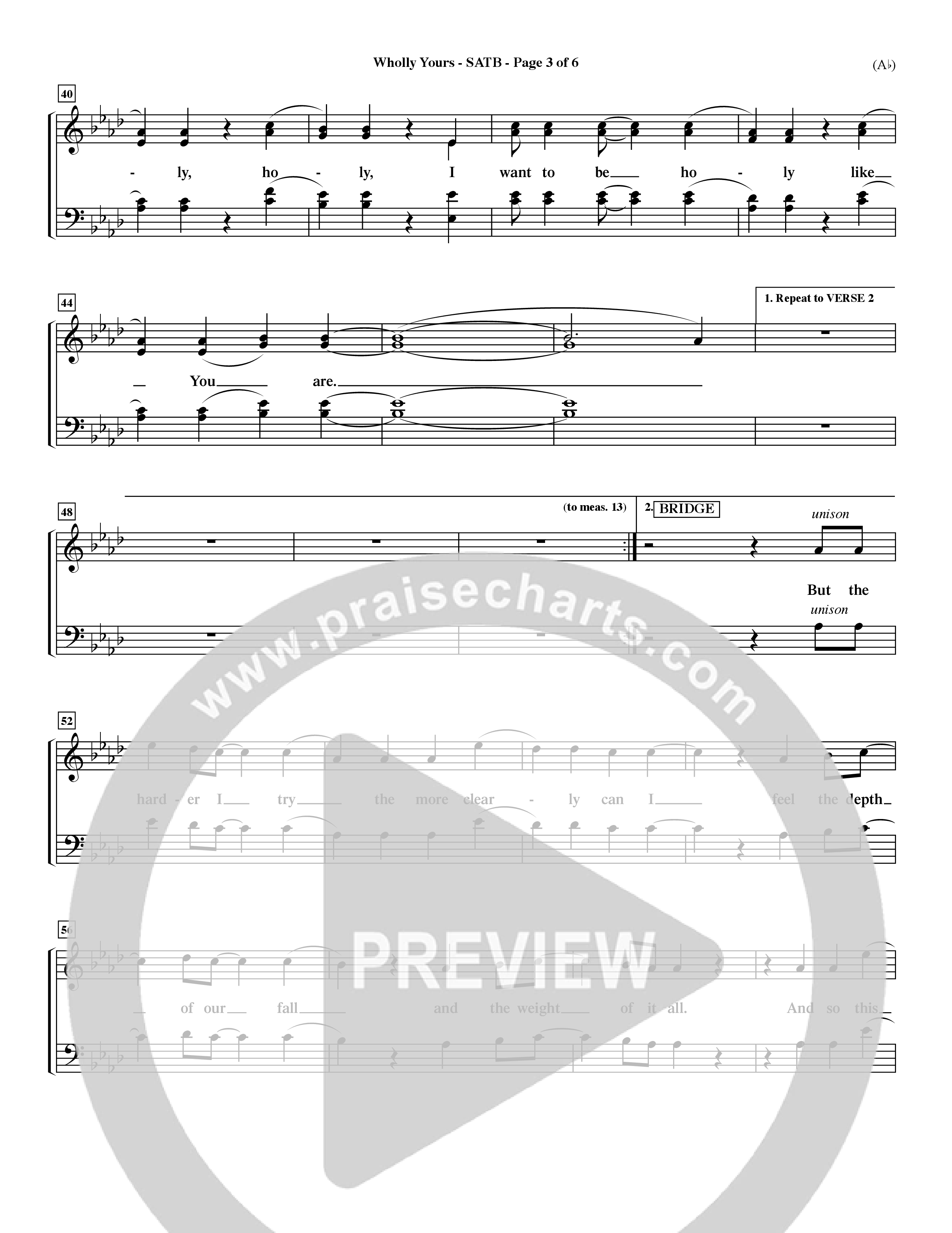 Wholly Yours (Choral Anthem SATB) Keyboard/Vocal (SATB) (Word Music Choral / Orch. Dave Williamson)