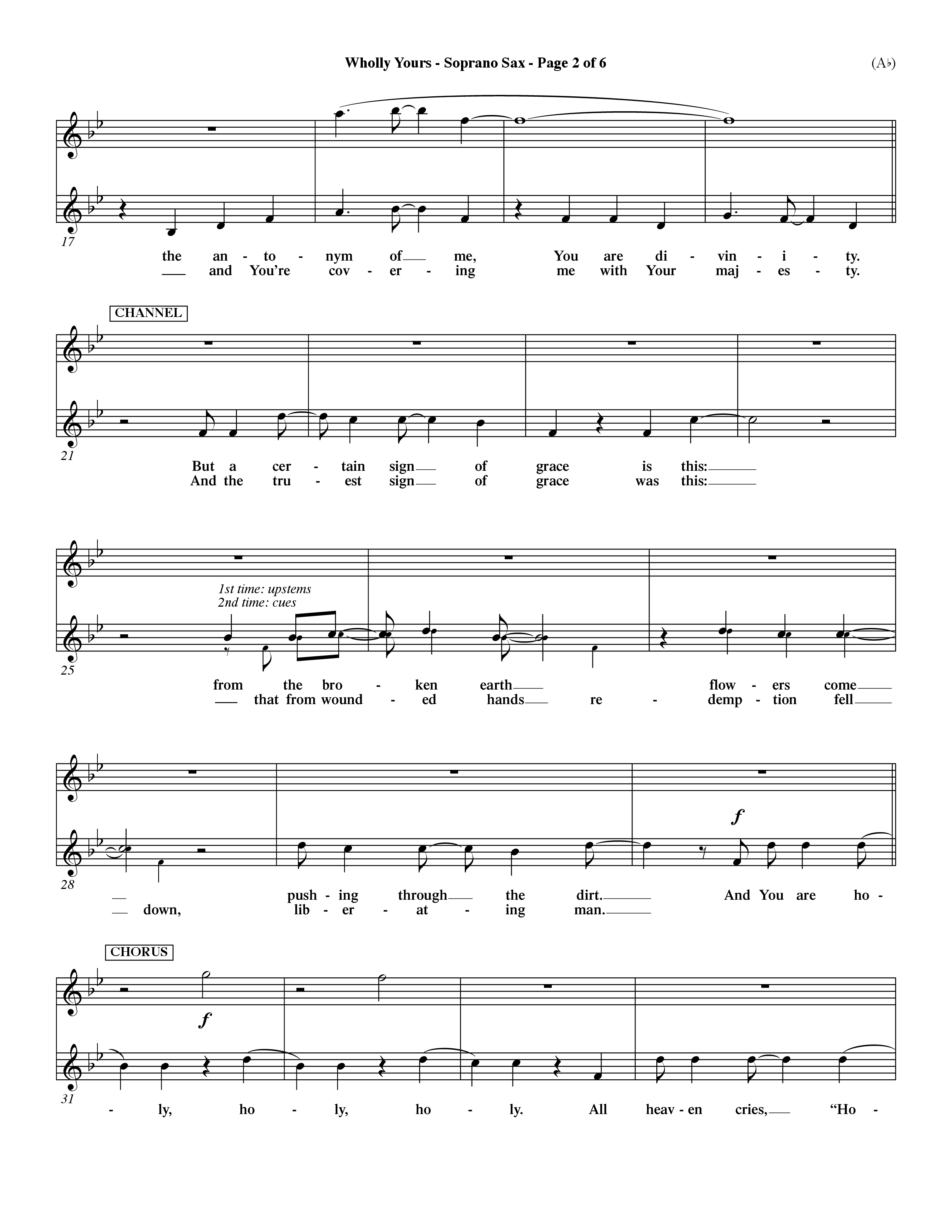 Wholly Yours (Choral Anthem SATB) Saxophone (Word Music Choral / Orch. Dave Williamson)