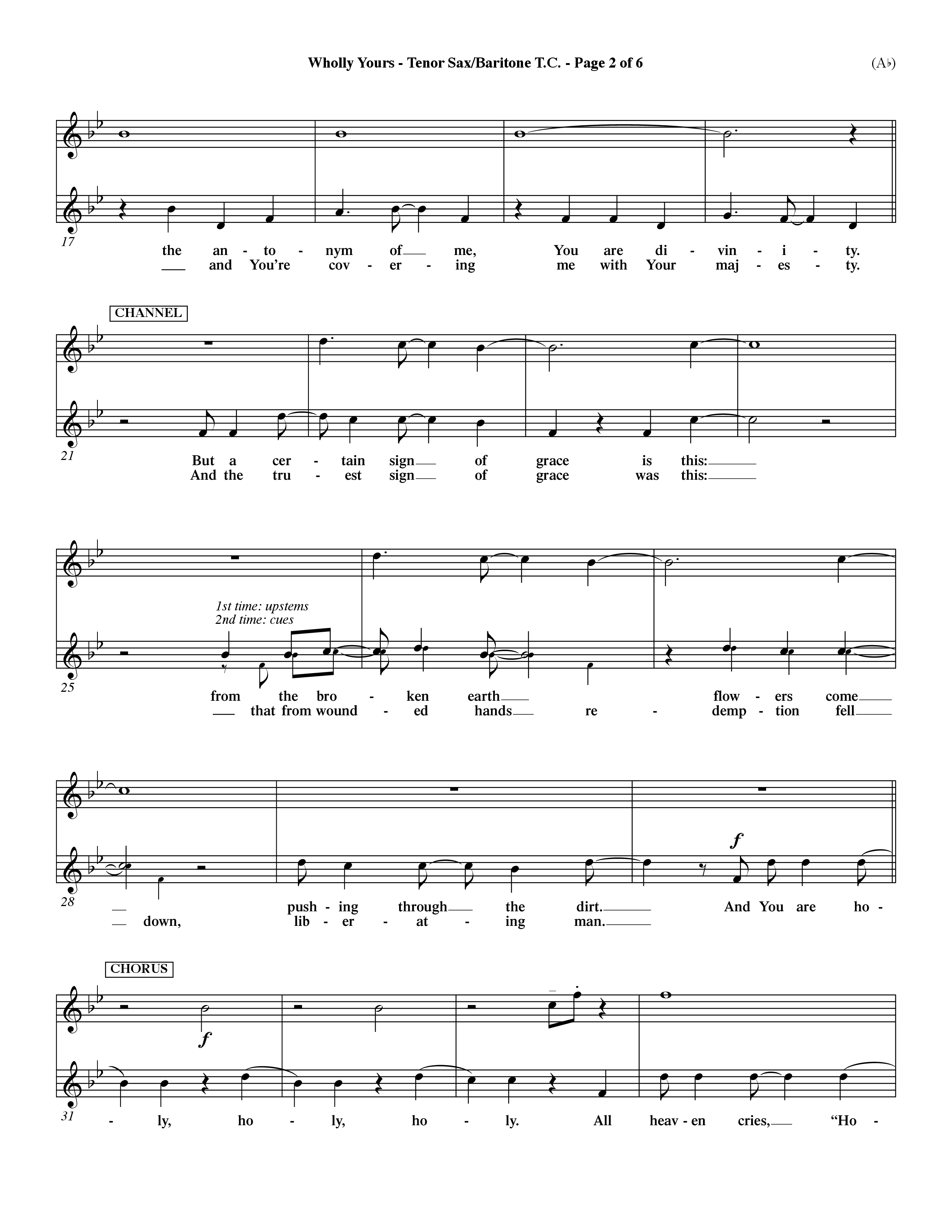 Wholly Yours (Choral Anthem SATB) Tenor Sax/Baritone T.C. (Word Music Choral / Orch. Dave Williamson)