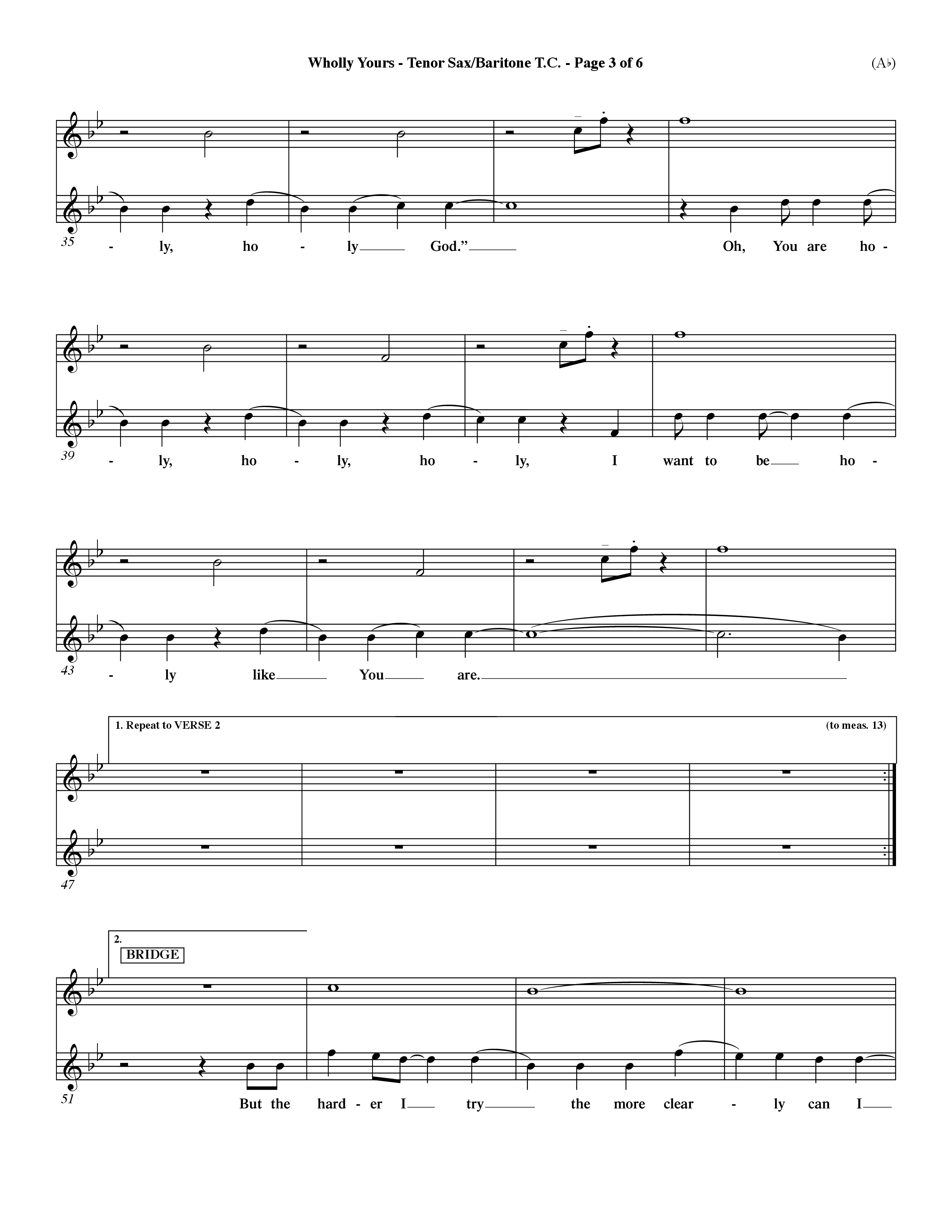 Wholly Yours (Choral Anthem SATB) Tenor Sax/Baritone T.C. (Word Music Choral / Orch. Dave Williamson)