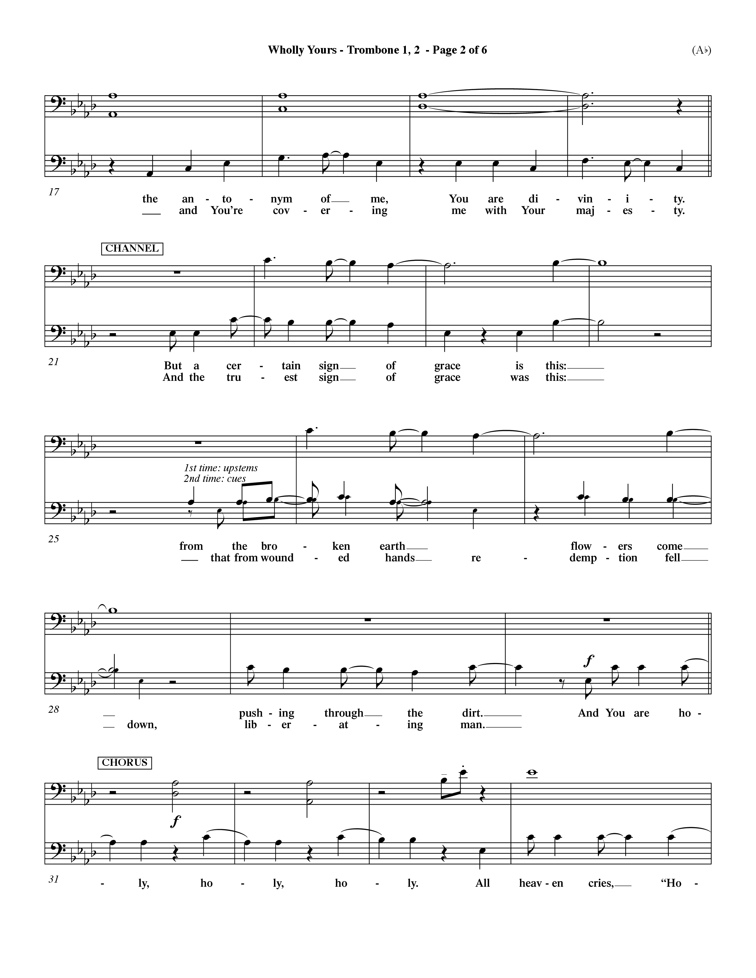 Wholly Yours (Choral Anthem SATB) Trombone 1/2 (Word Music Choral / Orch. Dave Williamson)
