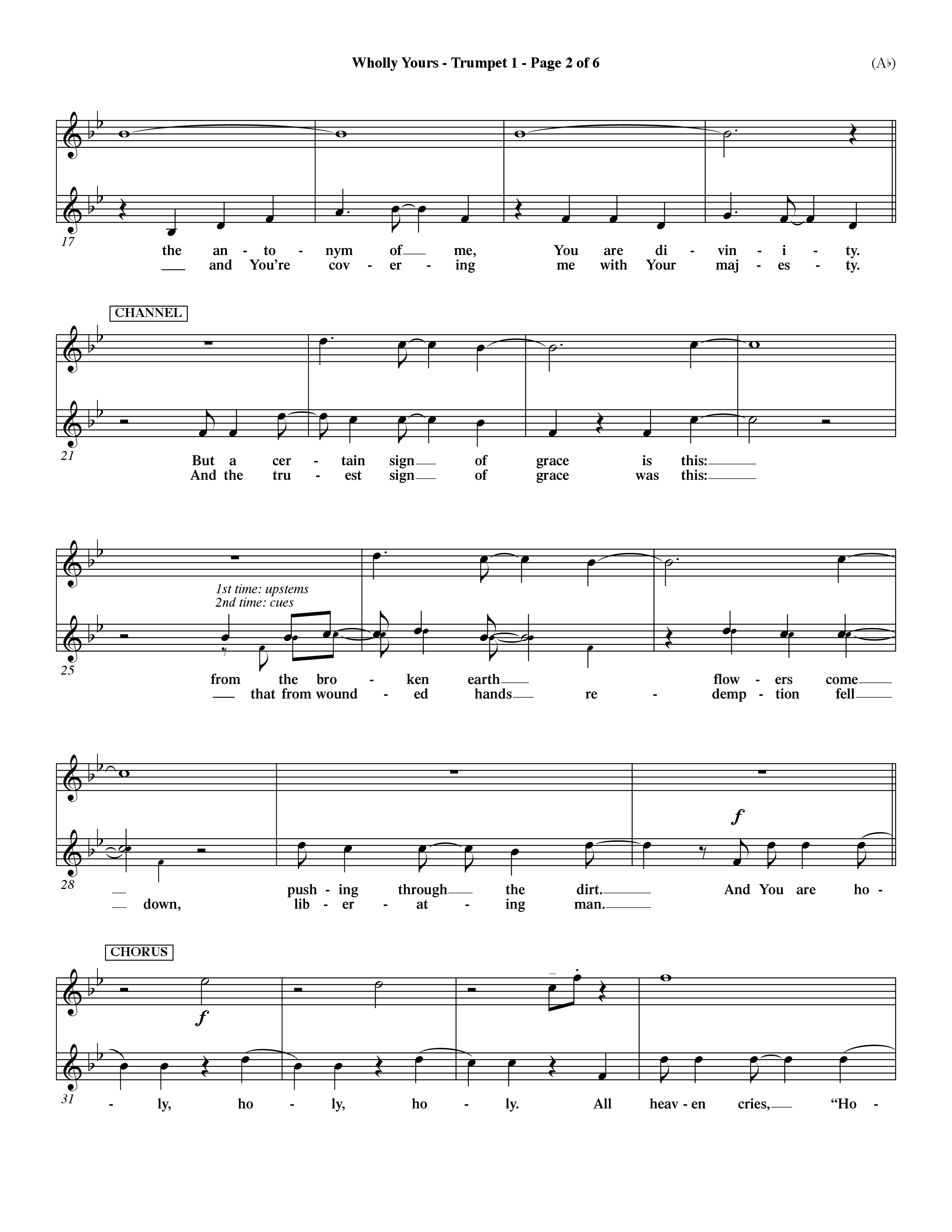 Wholly Yours (Choral Anthem SATB) Trumpet 1 (Word Music Choral / Orch. Dave Williamson)