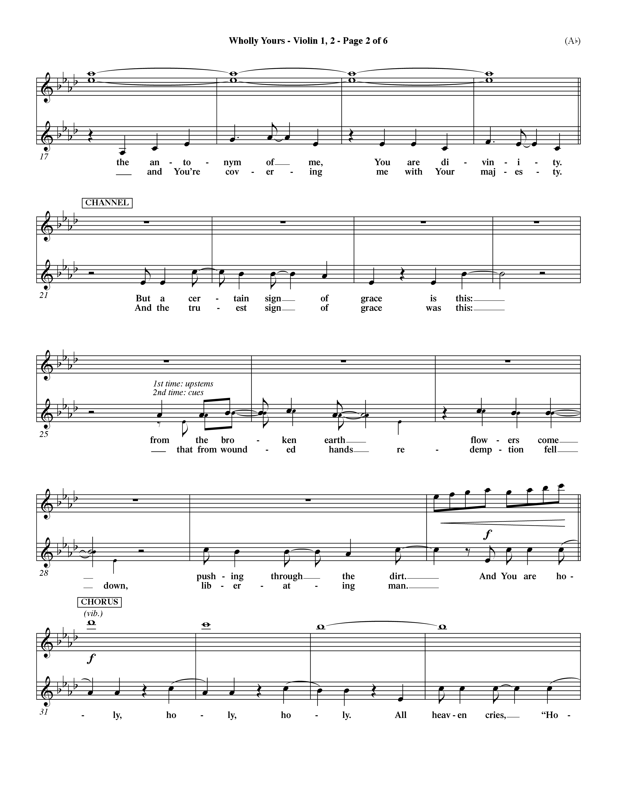 Wholly Yours (Choral Anthem SATB) Violin 1/2 (Word Music Choral / Orch. Dave Williamson)