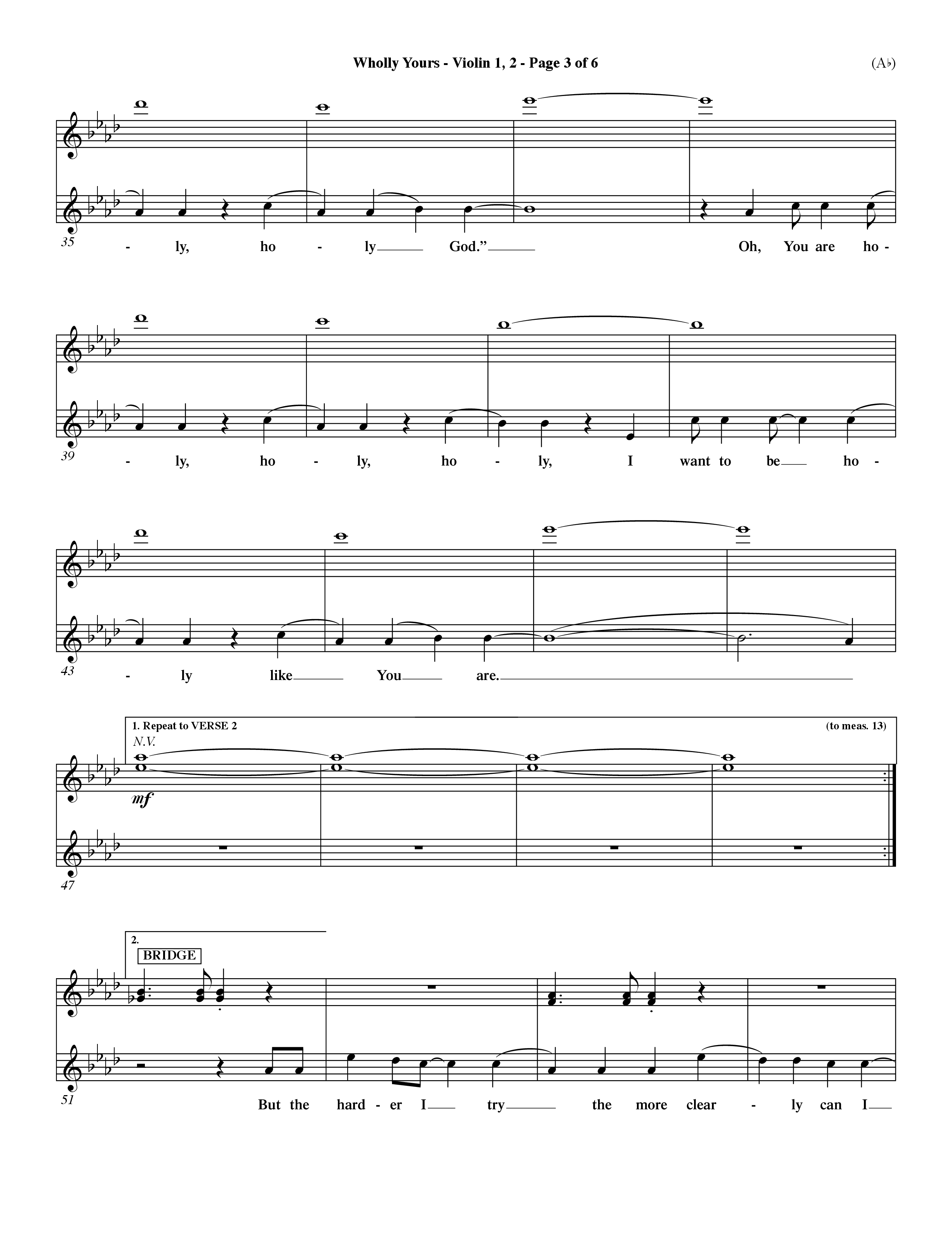 Wholly Yours (Choral Anthem SATB) Violin 1/2 (Word Music Choral / Orch. Dave Williamson)