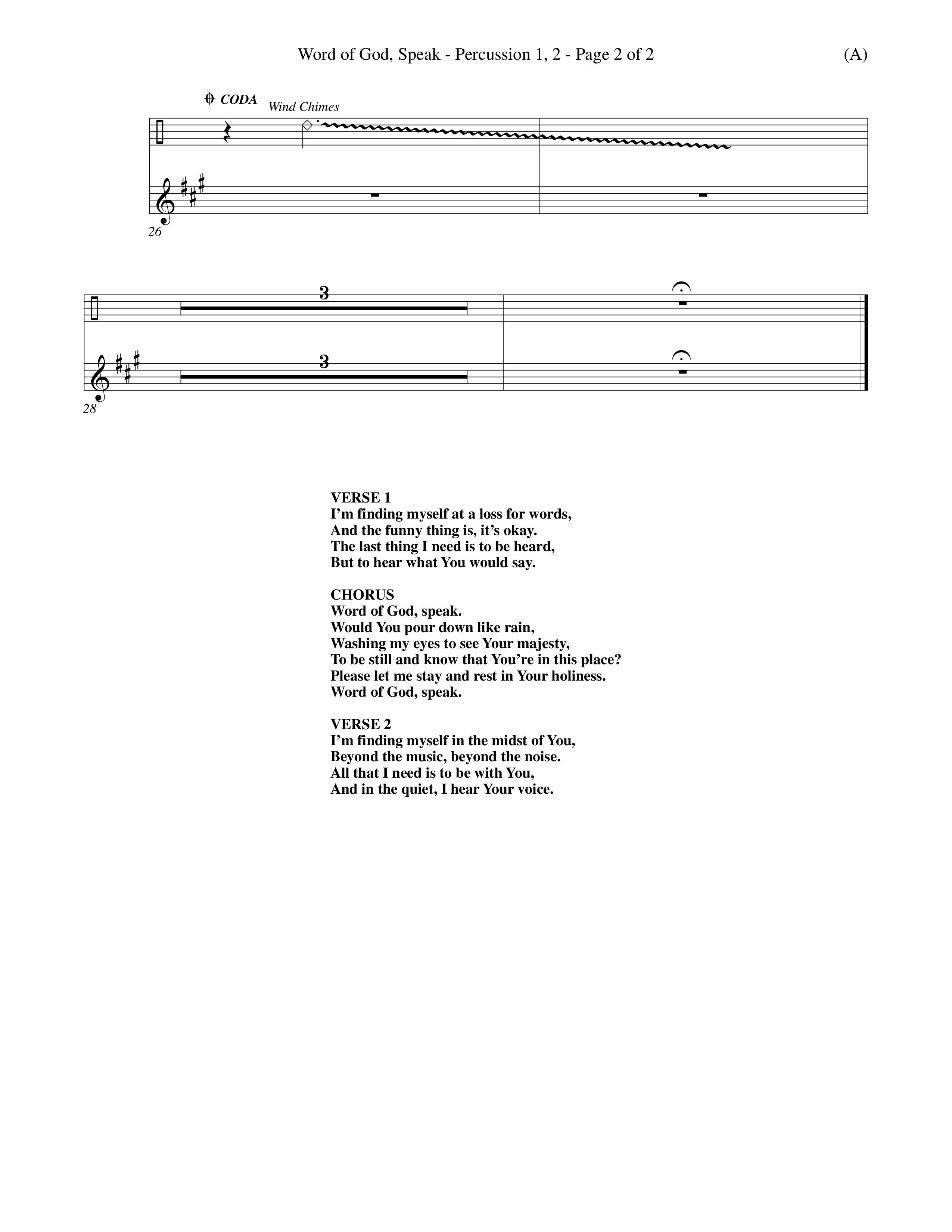 Word Of God Speak (Choral Anthem SATB) Percussion 1/2 (Word Music Choral / Orch. Scott Harris)