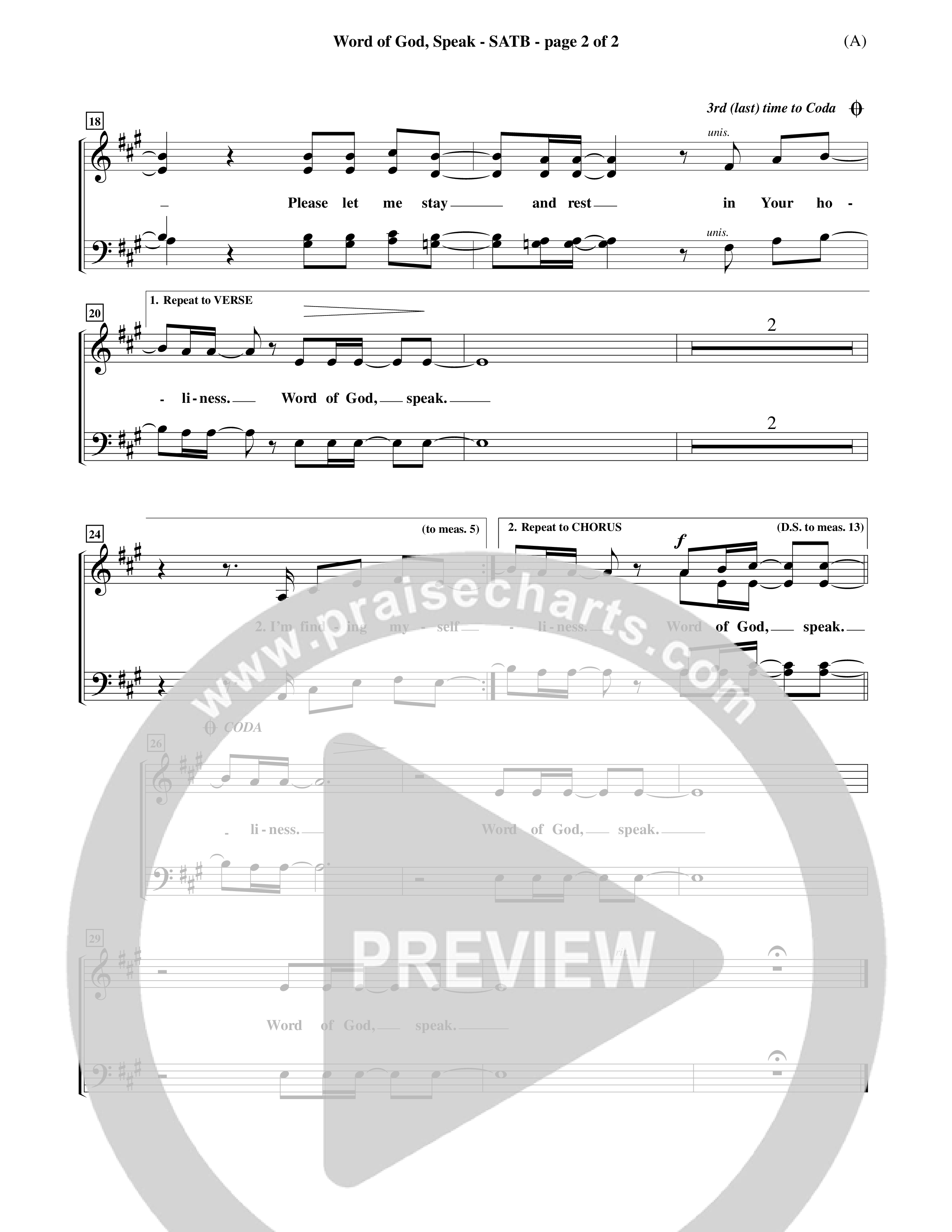 Word Of God Speak (Choral Anthem SATB) Keyboard/Vocal (SATB) (Word Music Choral / Orch. Scott Harris)