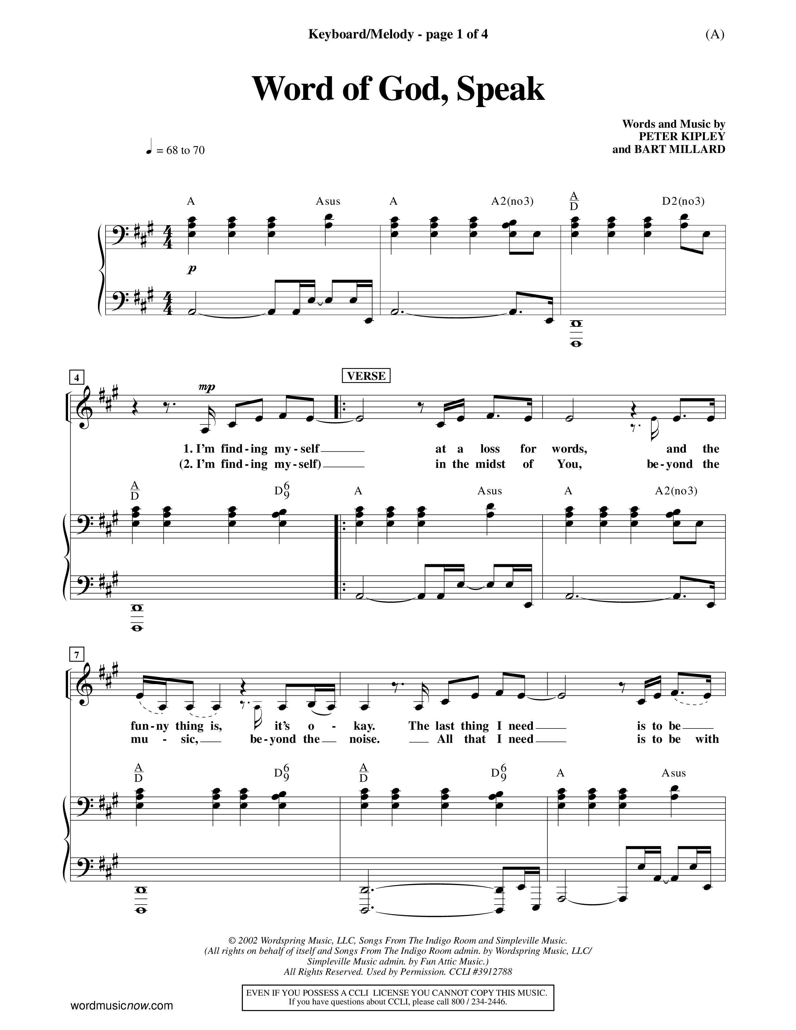 Word Of God Speak (Choral Anthem SATB) Piano/Vocal (Word Music Choral / Orch. Scott Harris)