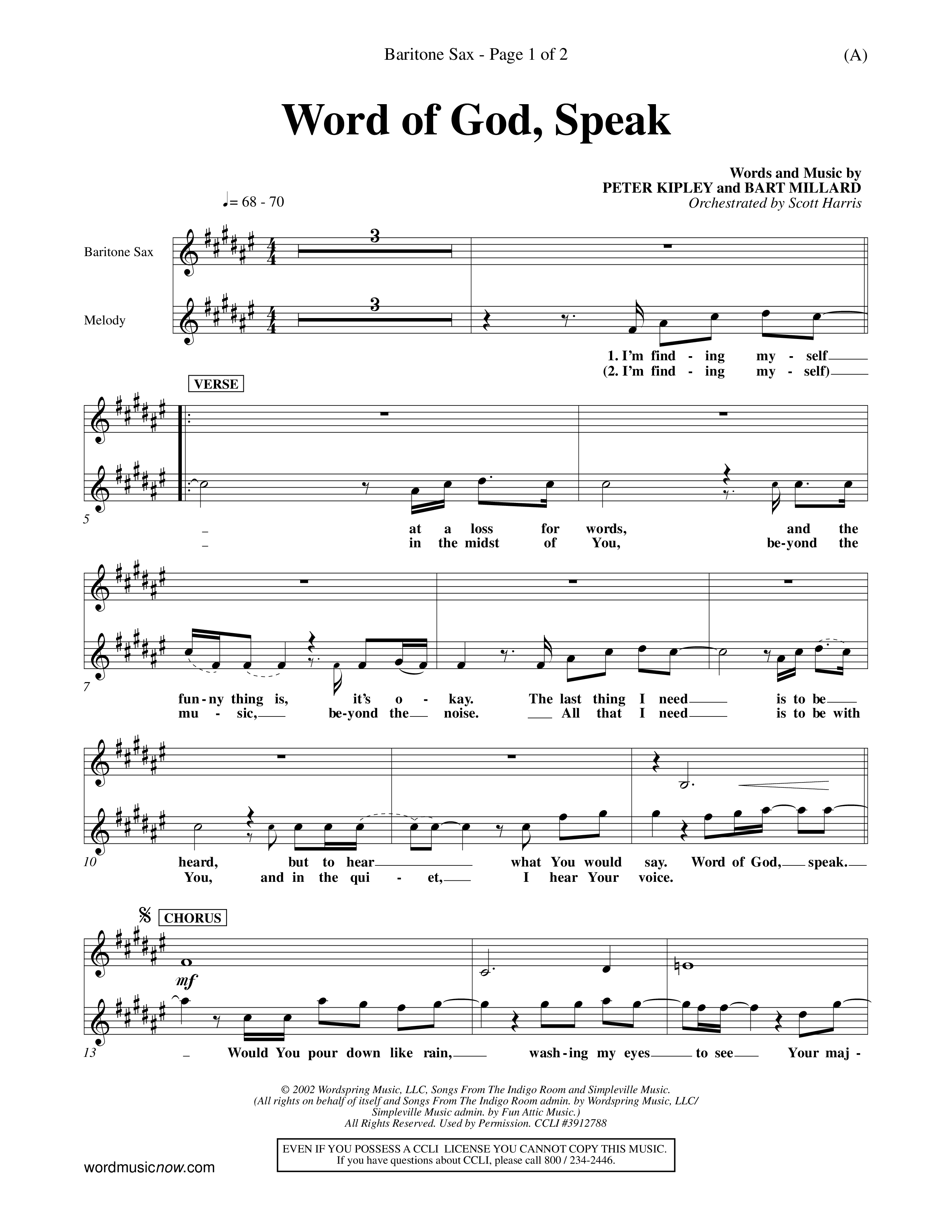 Word Of God Speak (Choral Anthem SATB) Saxophone (Word Music Choral / Orch. Scott Harris)