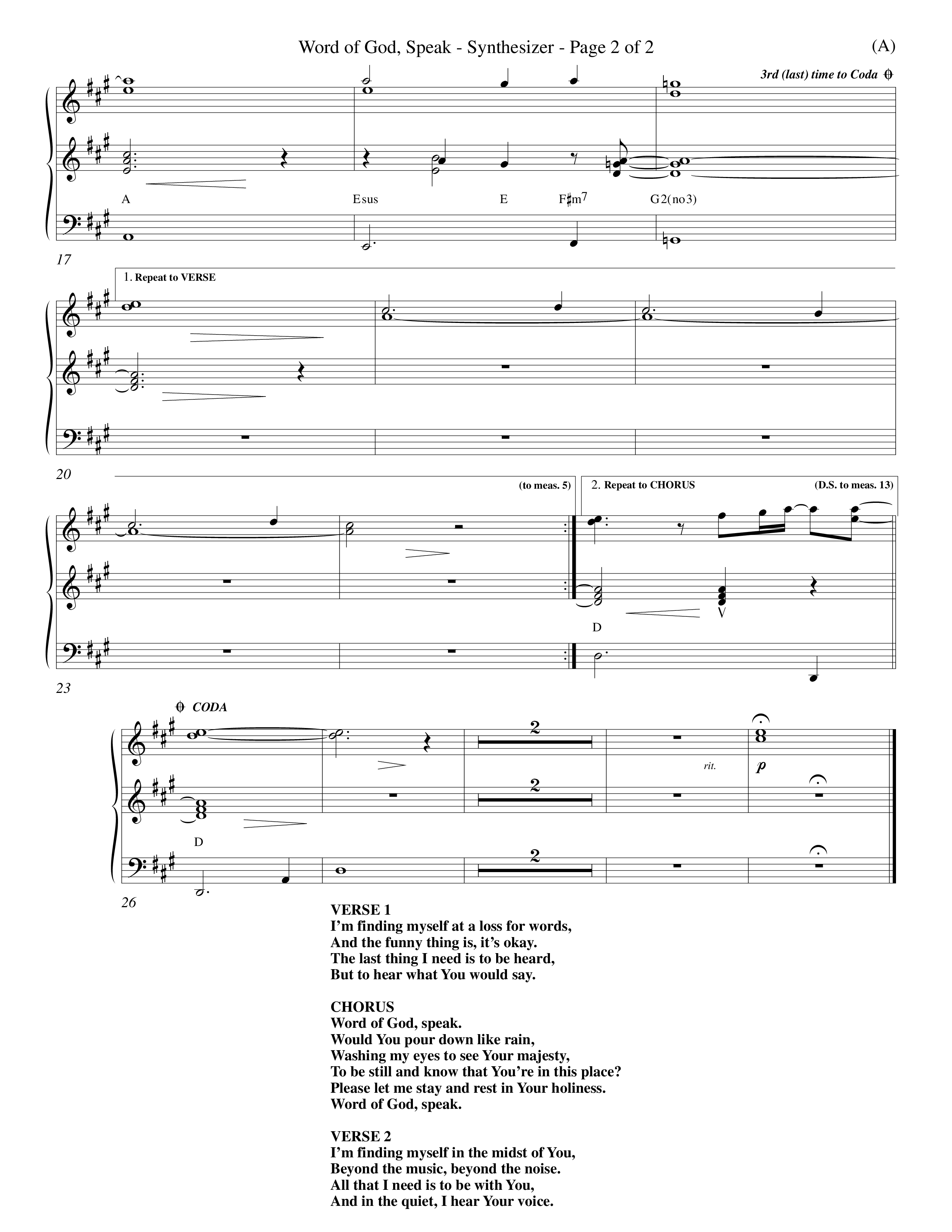Word Of God Speak (Choral Anthem SATB) Synth (Word Music Choral / Orch. Scott Harris)