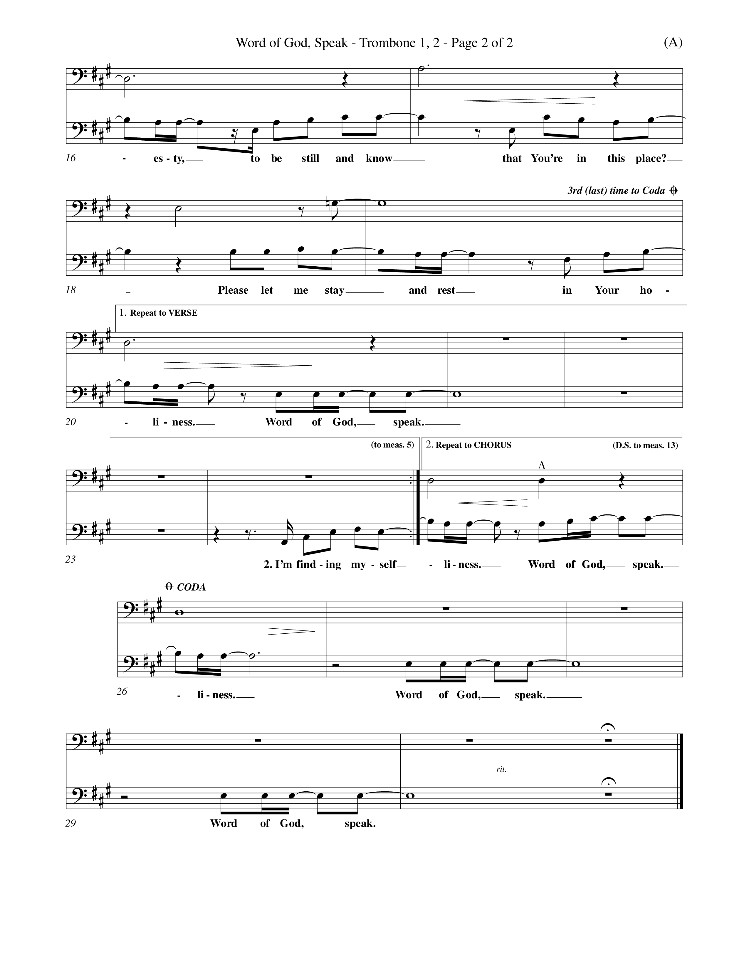 Word Of God Speak (Choral Anthem SATB) Trombone 1/2 (Word Music Choral / Orch. Scott Harris)