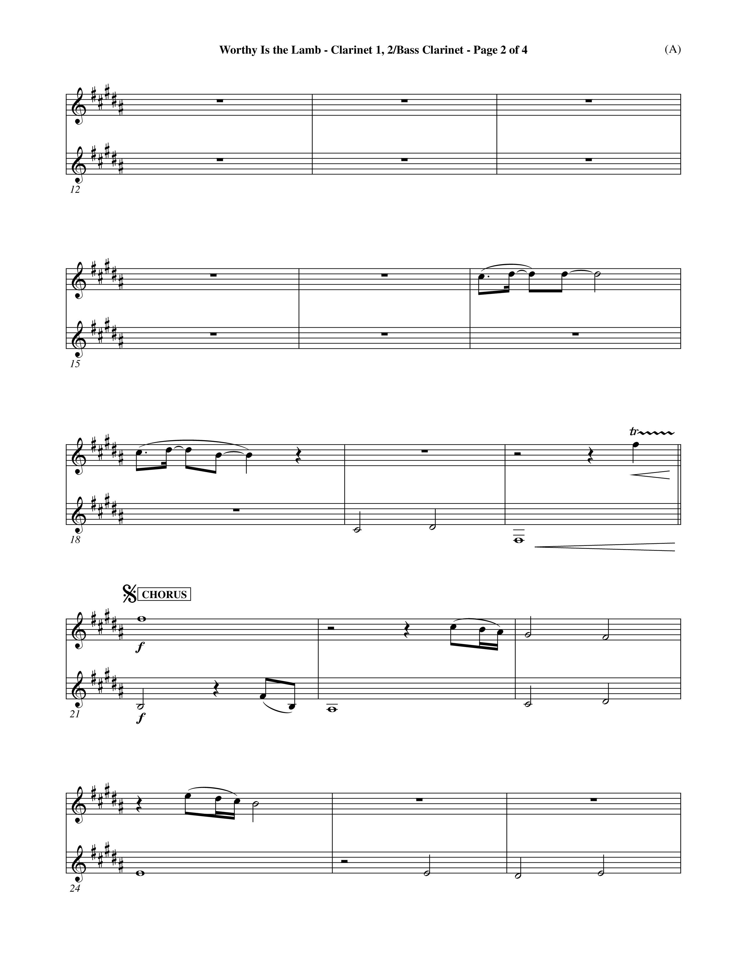 Worthy Is The Lamb (Choral Anthem SATB) Clarinet 1/2, Bass Clarinet (Word Music Choral / Orch. Dave Williamson)