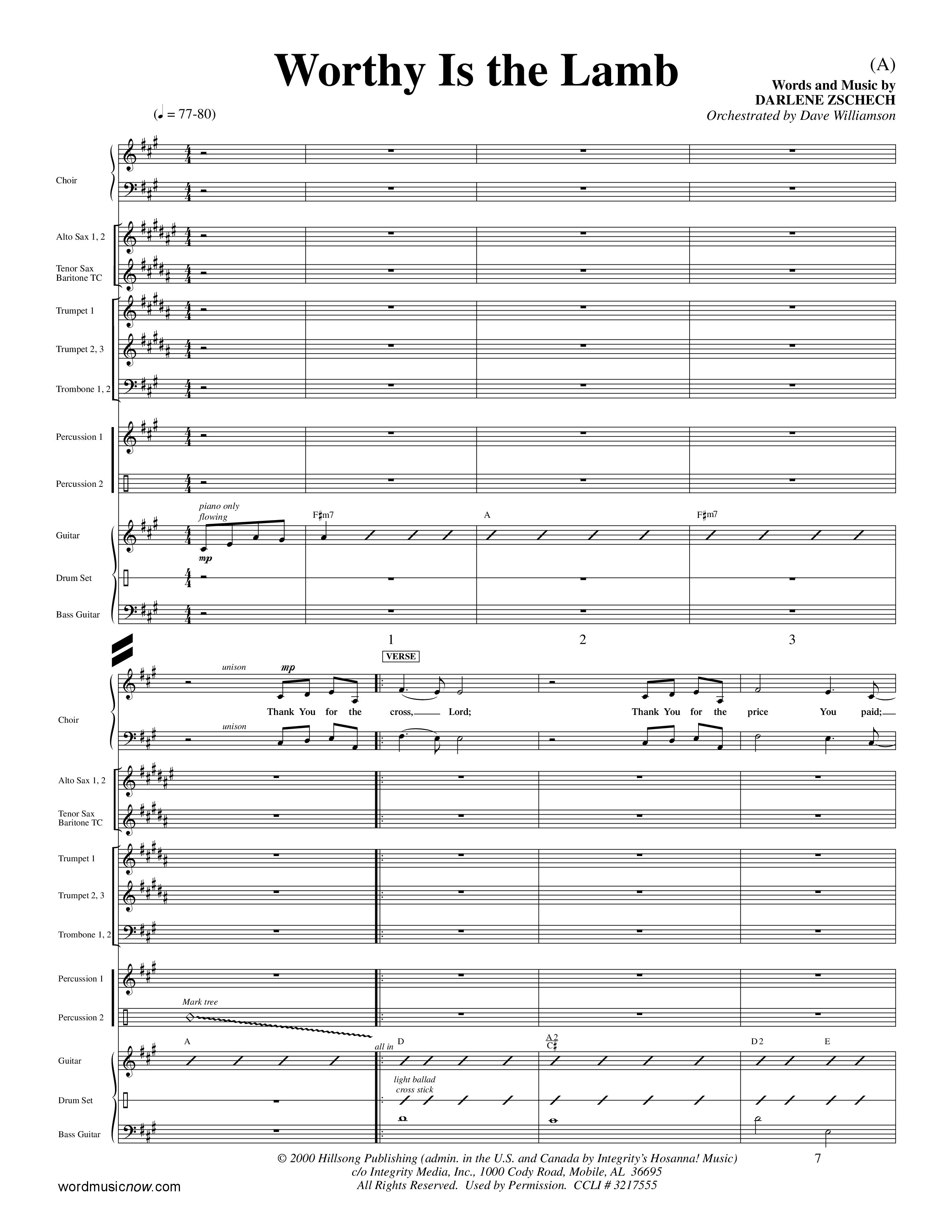Worthy Is The Lamb (Choral Anthem SATB) Conductor's Score (Word Music Choral / Orch. Dave Williamson)