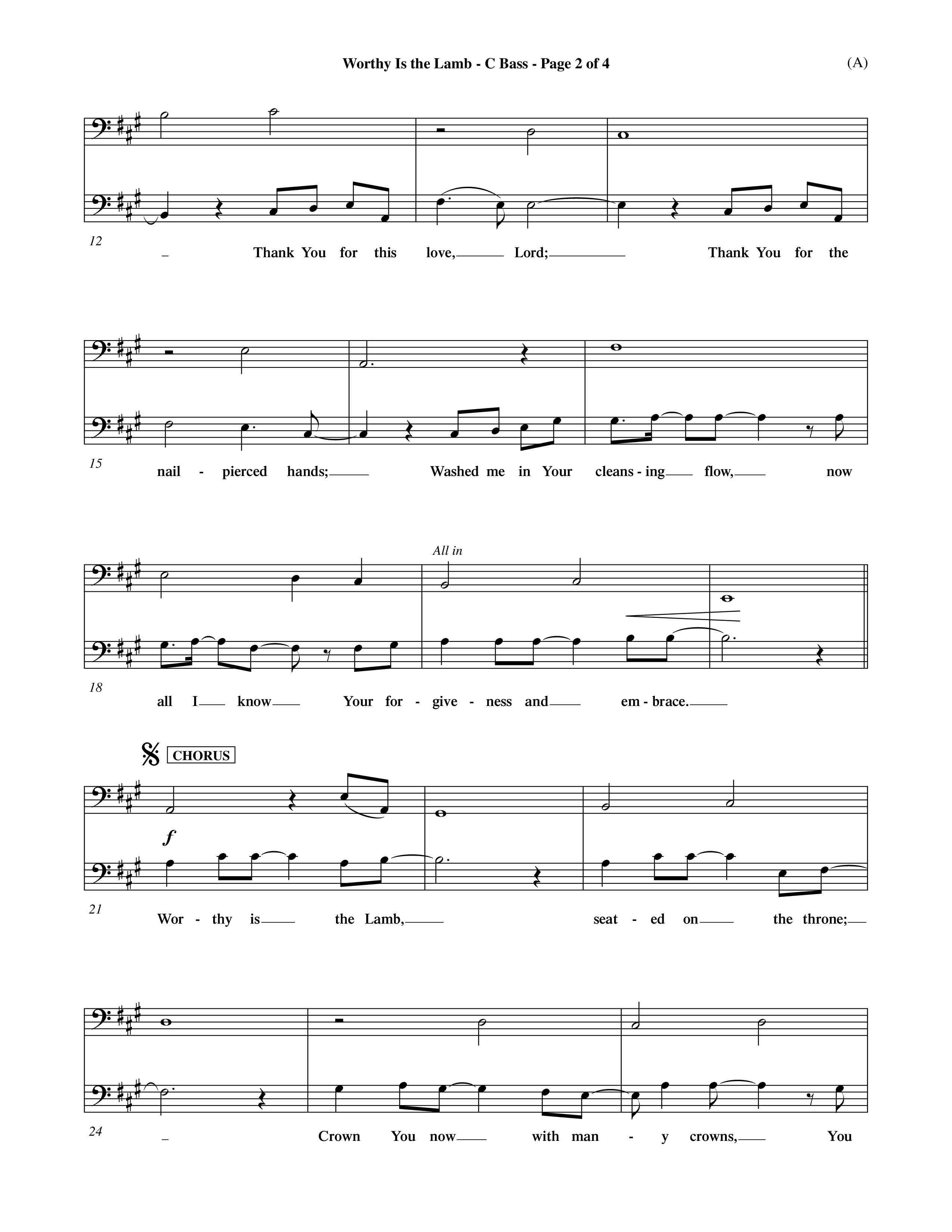 Worthy Is The Lamb (Choral Anthem SATB) Contrabass (Word Music Choral / Orch. Dave Williamson)