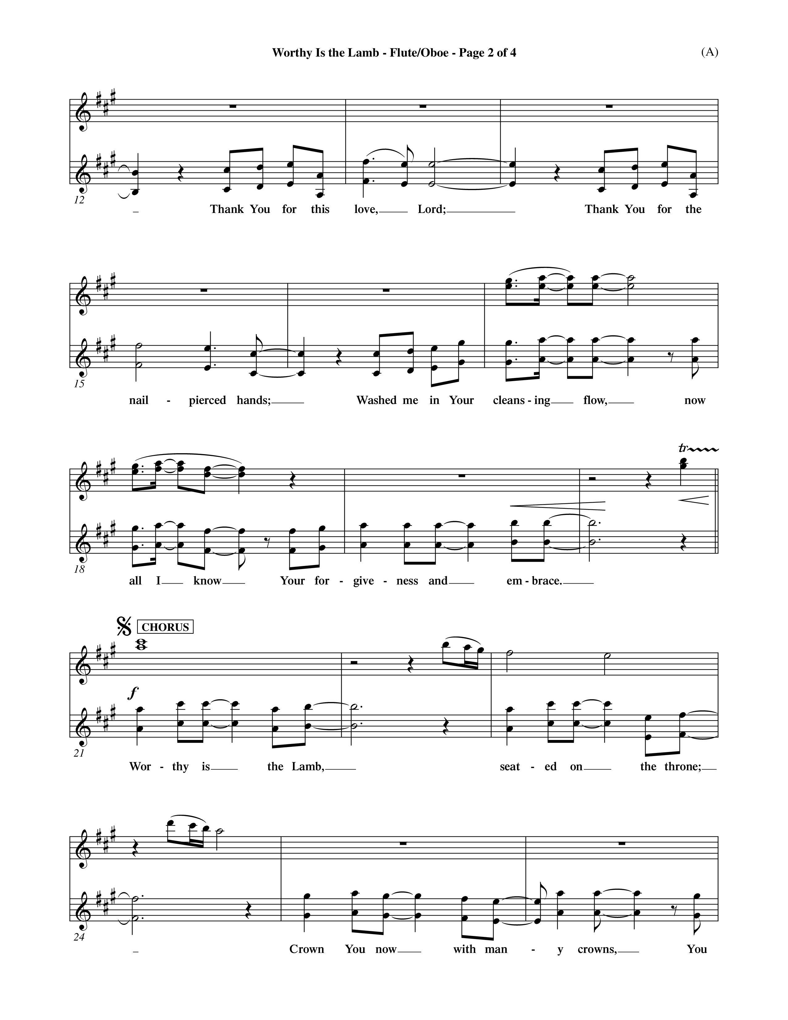 Worthy Is The Lamb (Choral Anthem SATB) Flute/Oboe (Word Music Choral / Orch. Dave Williamson)