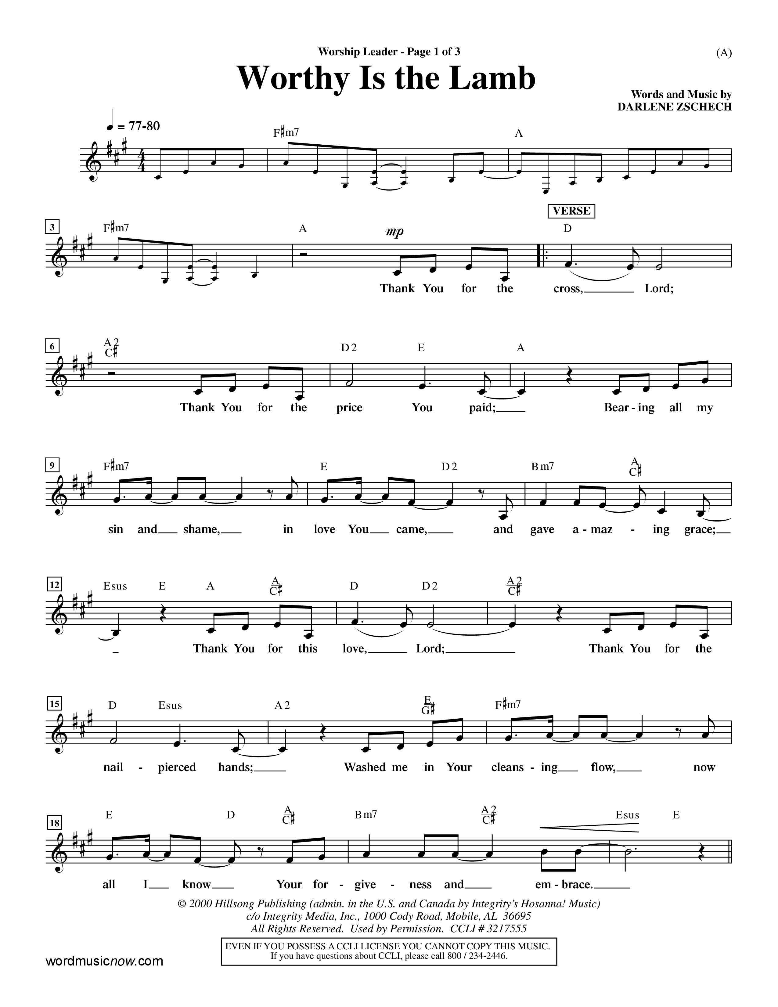 Worthy Is The Lamb (Choral Anthem SATB) Rhythm Pack (Word Music Choral / Orch. Dave Williamson)
