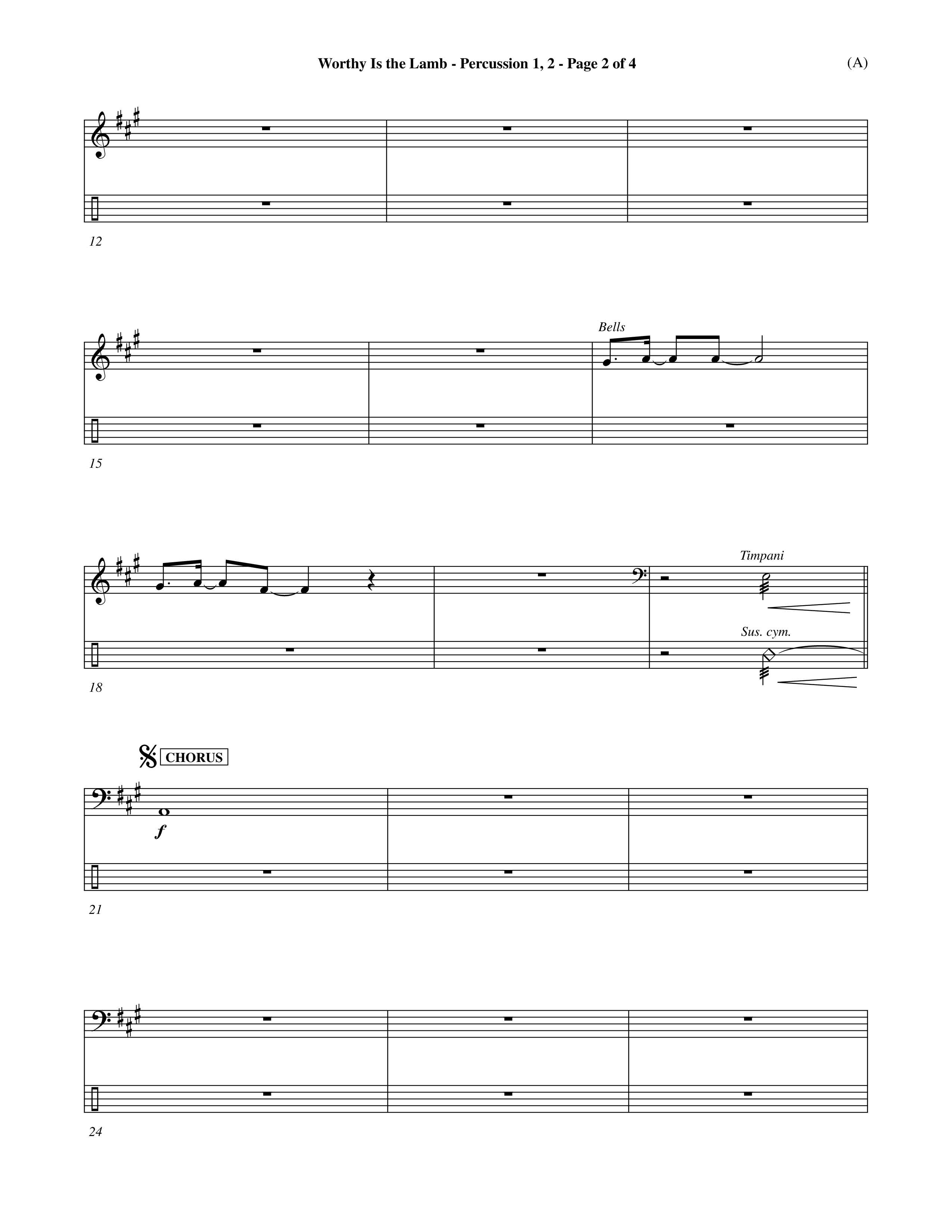 Worthy Is The Lamb (Choral Anthem SATB) Percussion 1/2 (Word Music Choral / Orch. Dave Williamson)