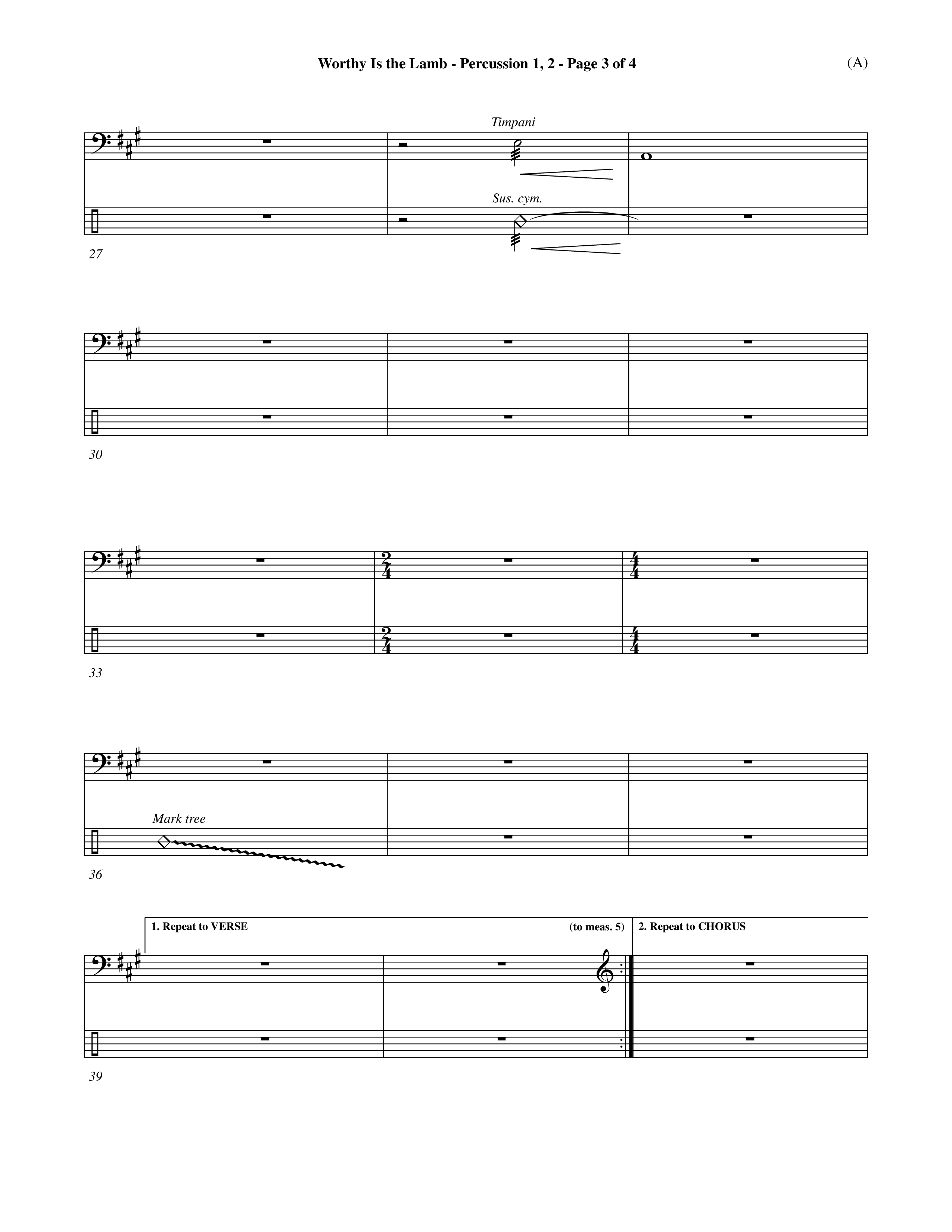 Worthy Is The Lamb (Choral Anthem SATB) Percussion 1/2 (Word Music Choral / Orch. Dave Williamson)
