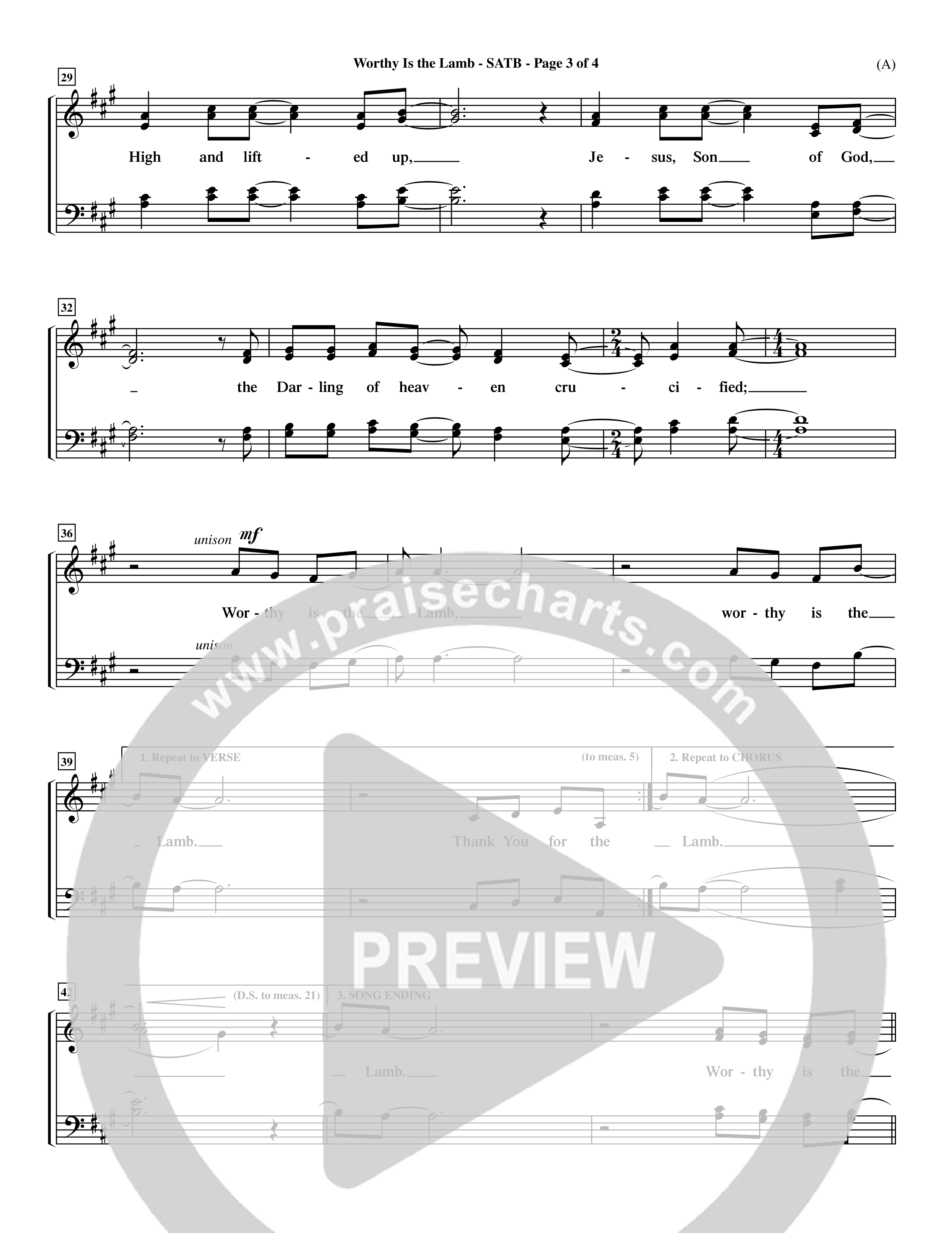 Worthy Is The Lamb (Choral Anthem SATB) Keyboard/Vocal (SATB) (Word Music Choral / Orch. Dave Williamson)