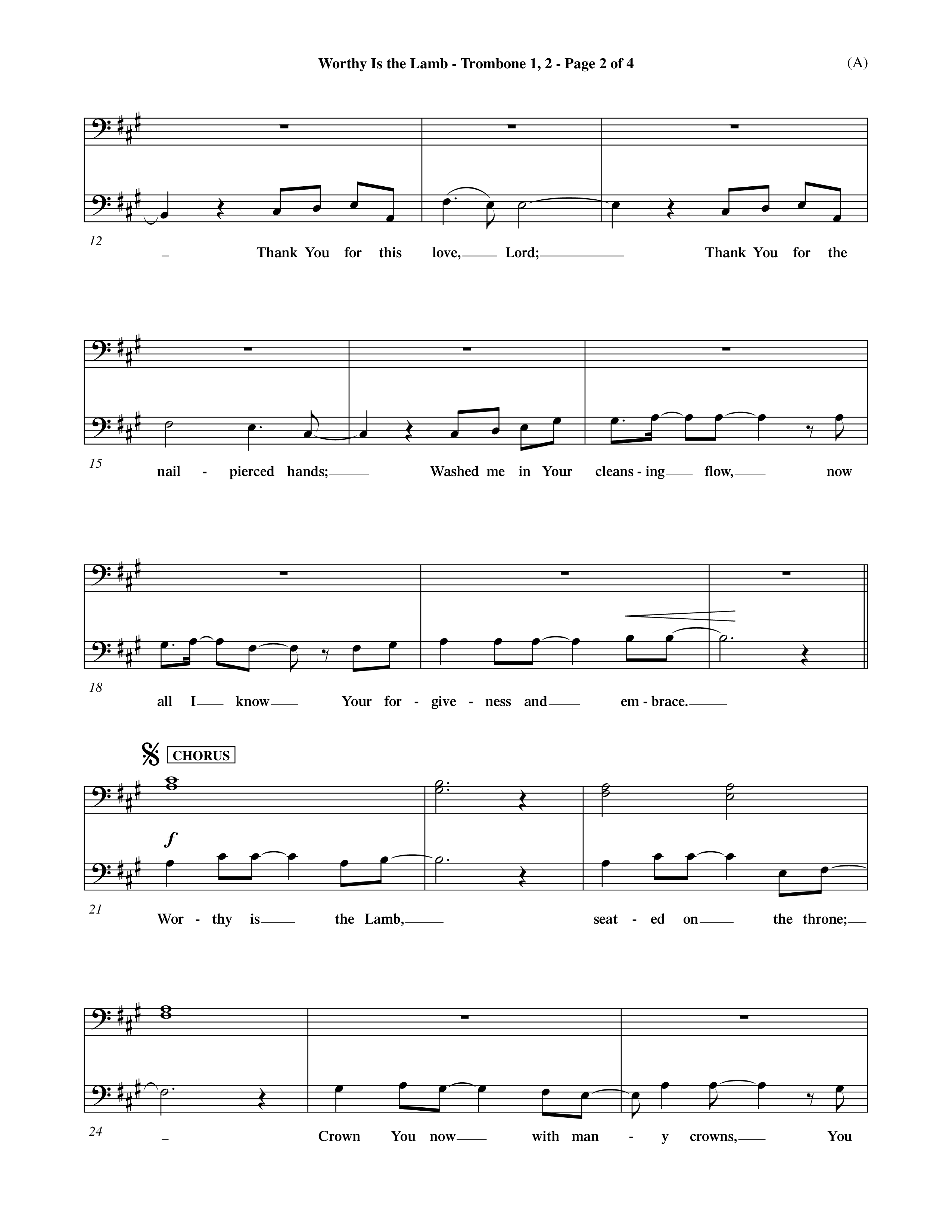 Worthy Is The Lamb (Choral Anthem SATB) Trombone 1/2 (Word Music Choral / Orch. Dave Williamson)