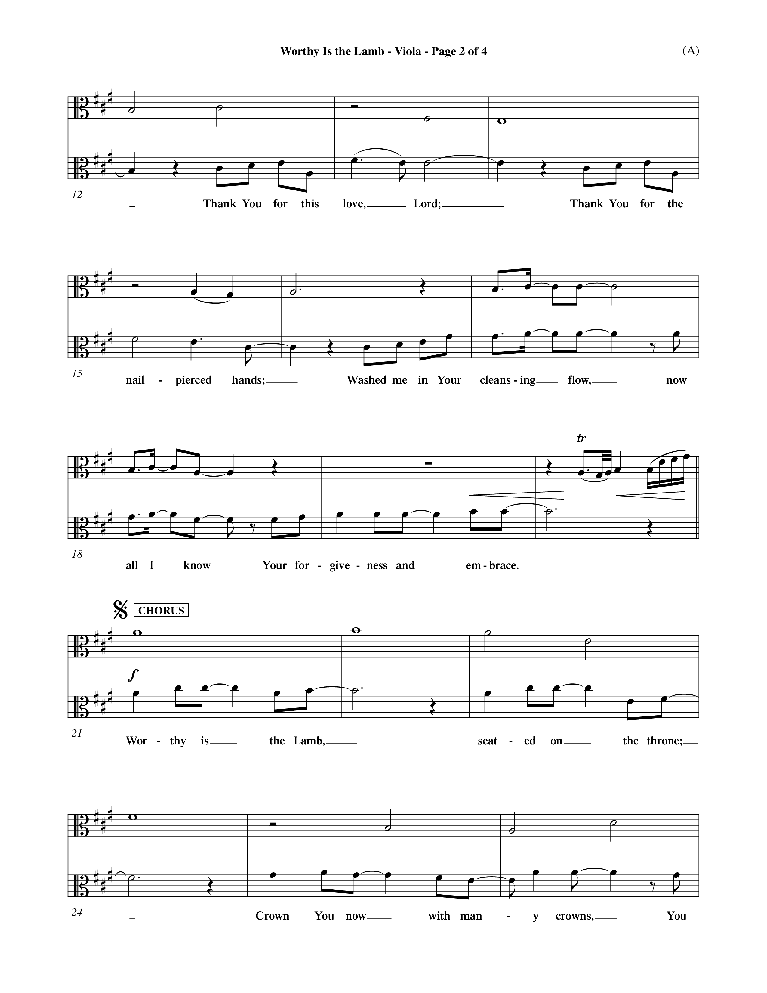 Worthy Is The Lamb (Choral Anthem SATB) Viola (Word Music Choral / Orch. Dave Williamson)