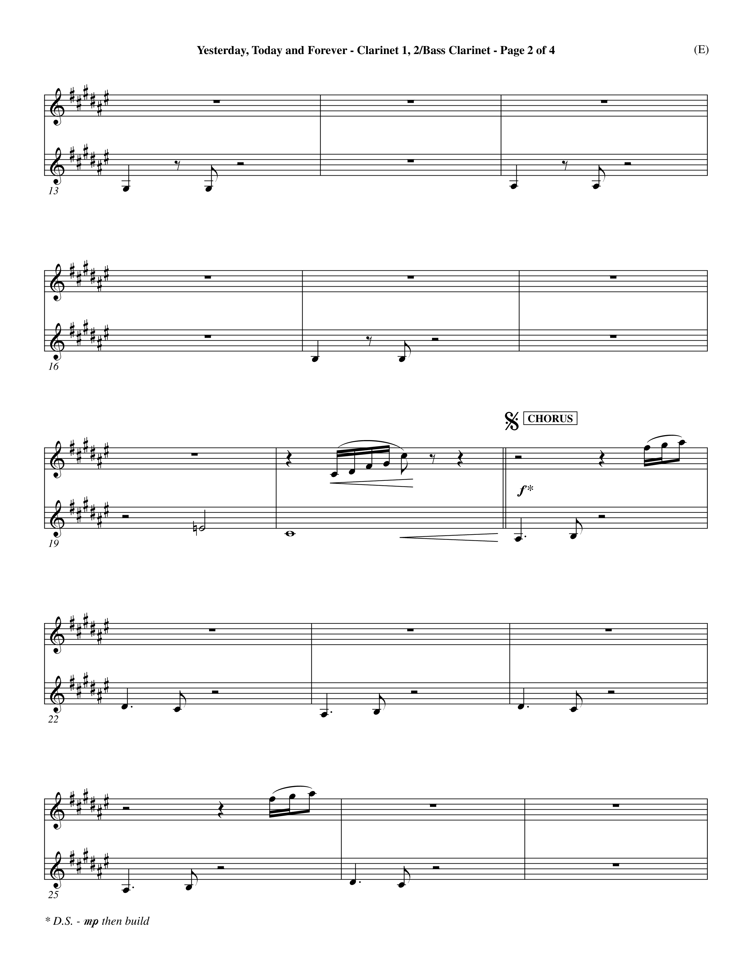 Yesterday Today and Forever (Choral Anthem SATB) Clarinet 1/2, Bass Clarinet (Word Music Choral / Orch. Dave Williamson)