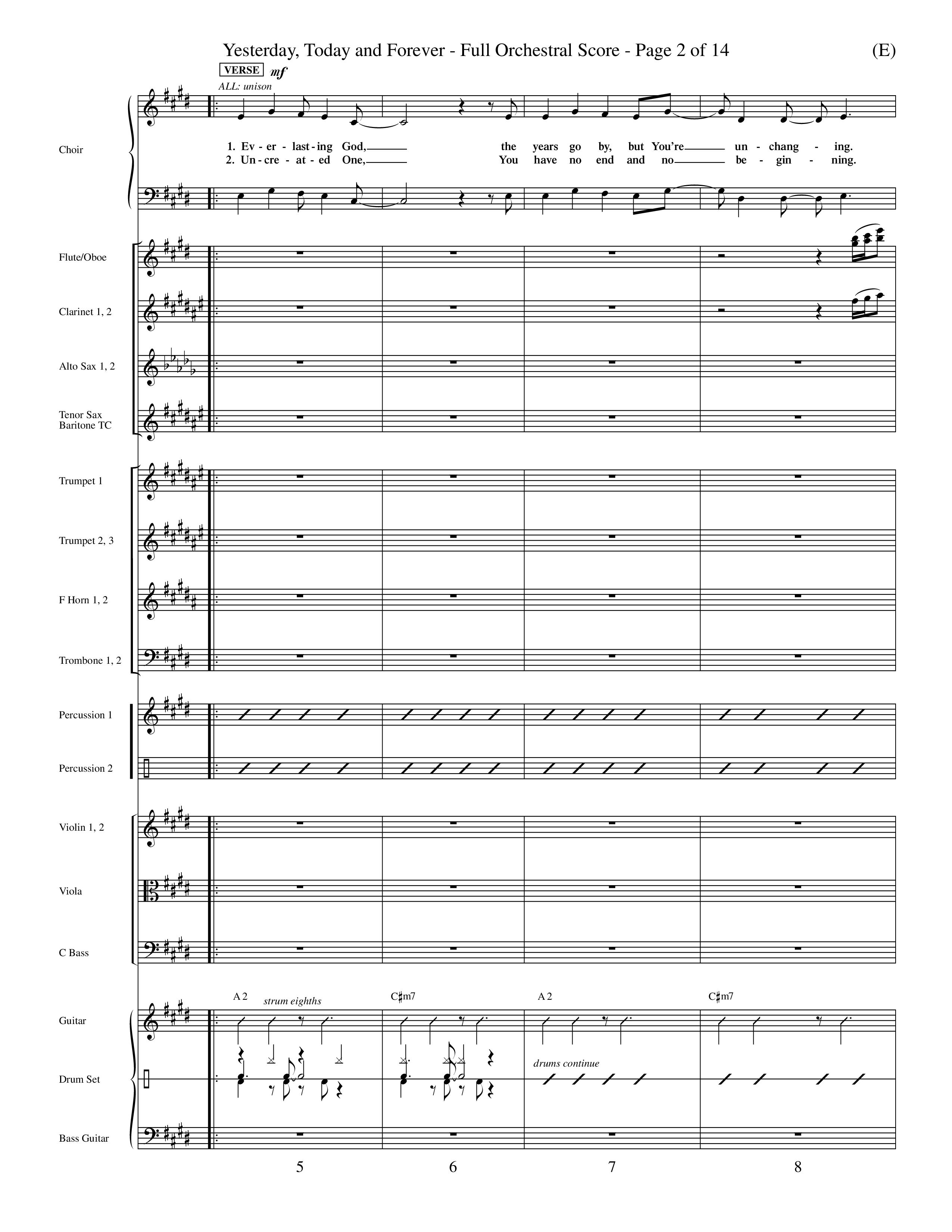Yesterday Today and Forever (Choral Anthem SATB) Orchestration (Word Music Choral / Orch. Dave Williamson)
