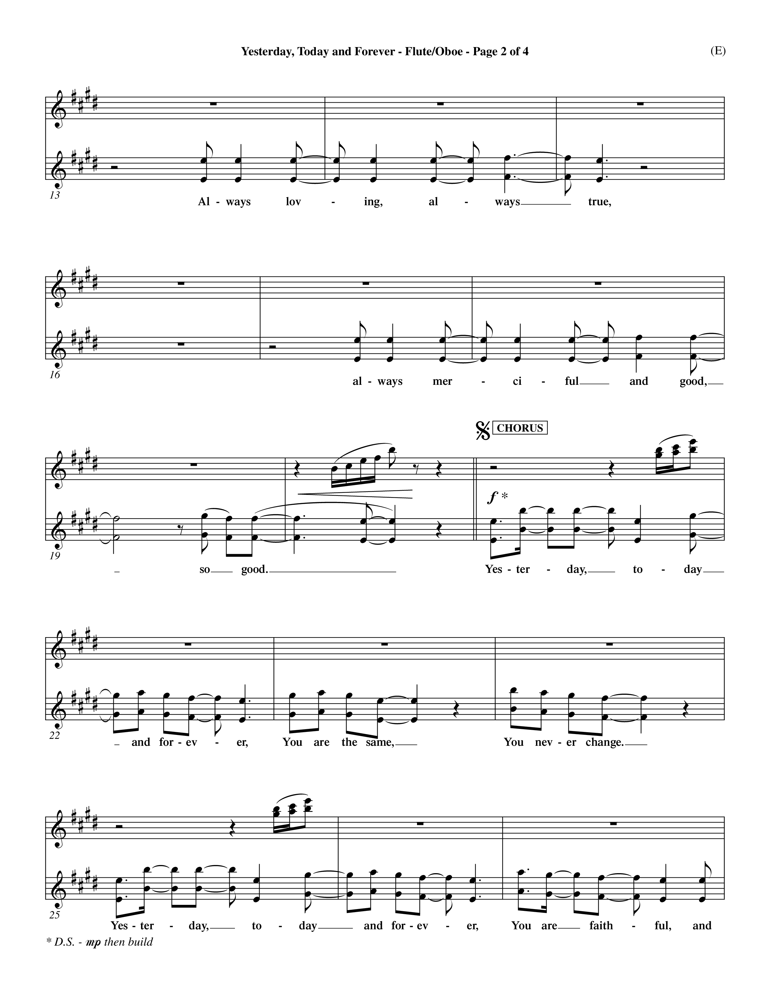 Yesterday Today and Forever (Choral Anthem SATB) Flute/Oboe (Word Music Choral / Orch. Dave Williamson)